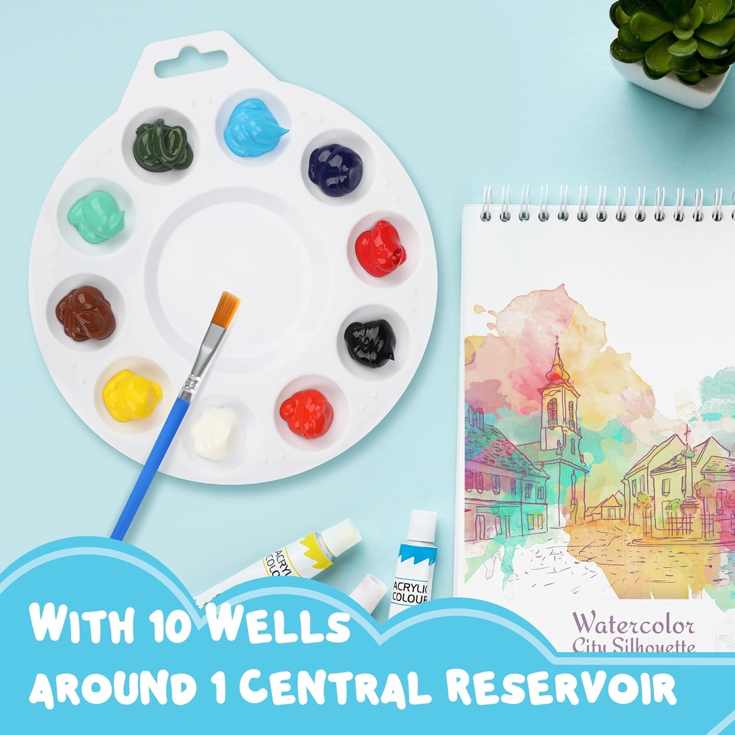 Paint Tray Palettes, Plastic Paint Pallets with Hanging Hole for Children or Students to Paints on School Project, Art Class or Have a Birthday Painting Party -12pcs