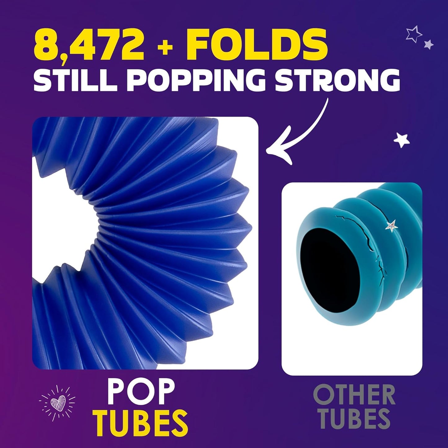 Nutty Toys Pop Tubes - Large 8-Pack Sensory Toys - Creative STEM Learning for Kids & Toddlers - Connect & Pop! Top ADHD Autism Fidget 2026, Best Boy & Girl Easter Basket Stuffers Gifts Idea