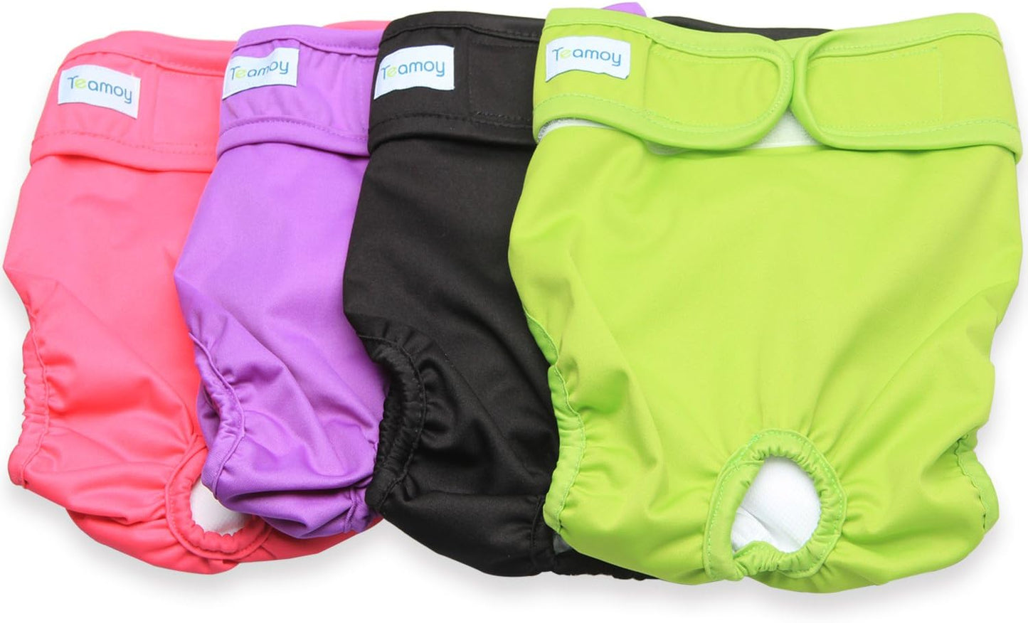 Teamoy 4pcs Washable Female Dog Diapers, Reusable Doggie Diaper Wraps for Female Dogs, Super-Absorbent and Comfortable, Large