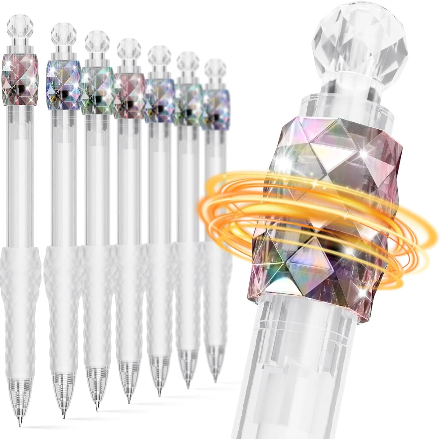 8 Pcs Gel Pens - 0.7mm Fidget Rotating Black Ink Fine Point Smooth Writing - Soft Grip Quick-dry Gel Pens for Journaling, Cute School & Office Supplies for Women Men