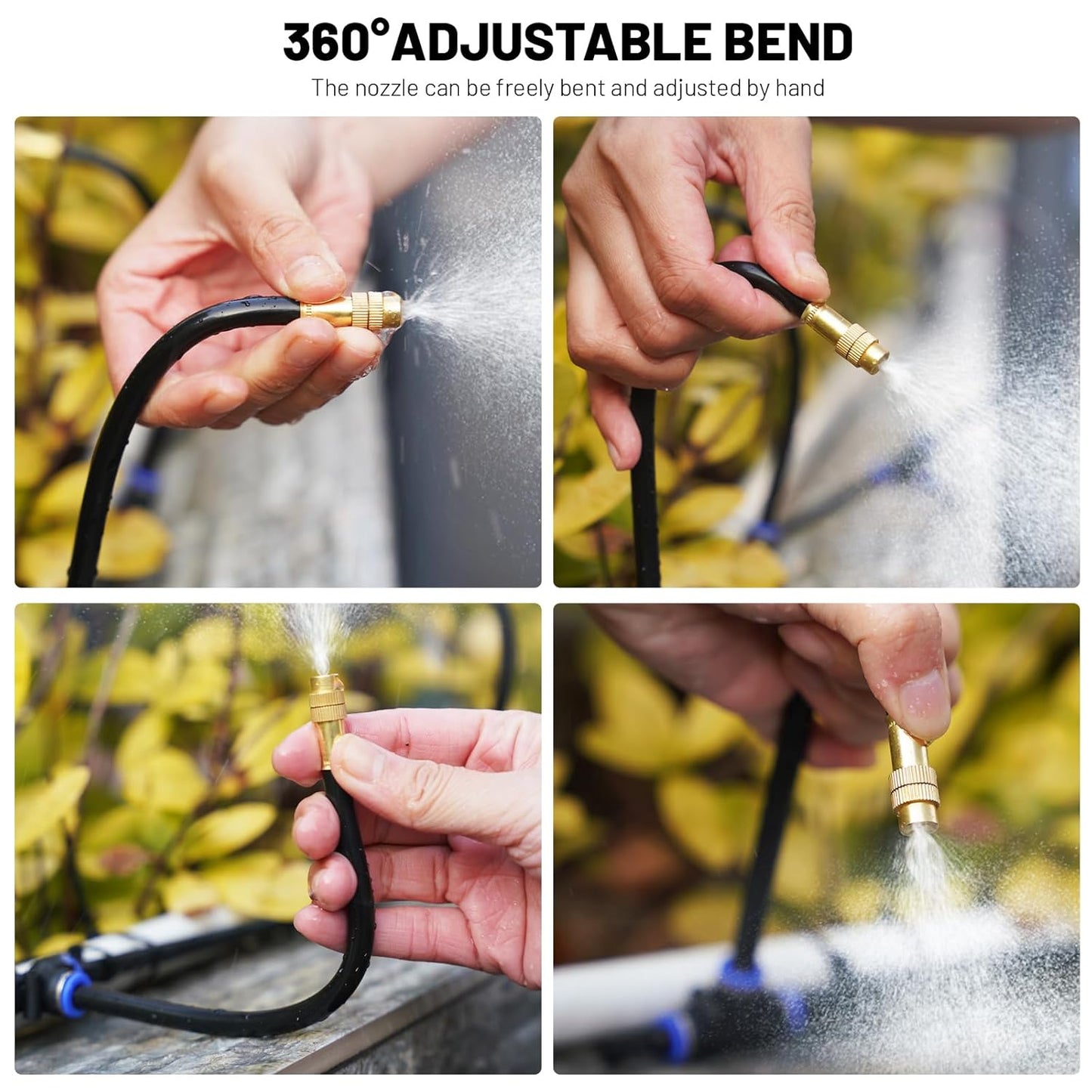 360° Adjustable Drip Irrigation System - 50FT Garden Watering System with 16 Nozzles, Garden Irrigation System, Greenhouse Accessories, Atomizing System for Yard, Lawn, Plants, 5/16 inch Tubing