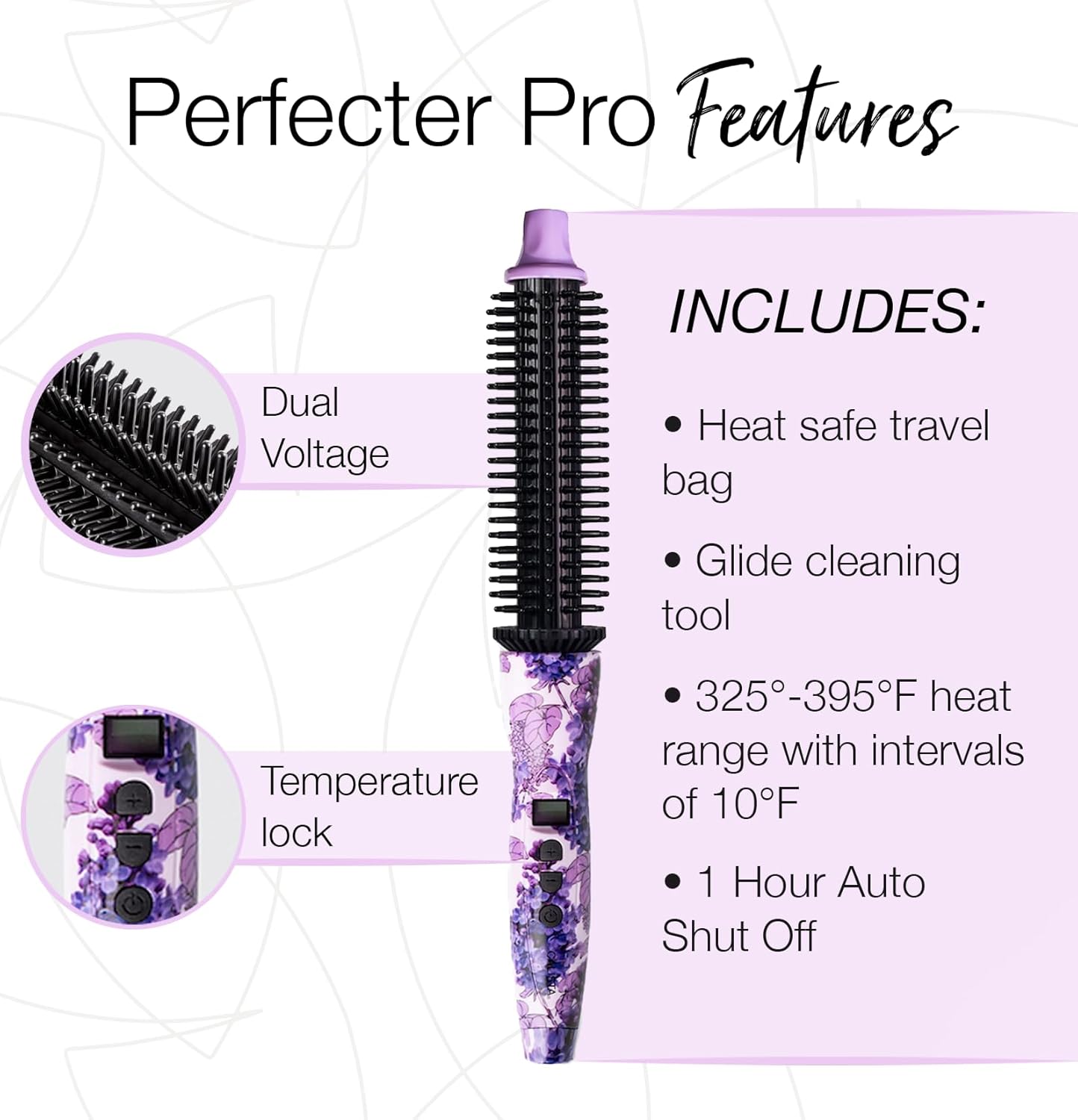 CALISTA Perfecter Pro Heated Round Brush | Lift, Volumize, and Style with No Heat Damage for Healthier-Looking Hair | 1.0" for Shoulder Length Styles | Dual Voltage & Adjustable Temp (1.0, Rose Gold)