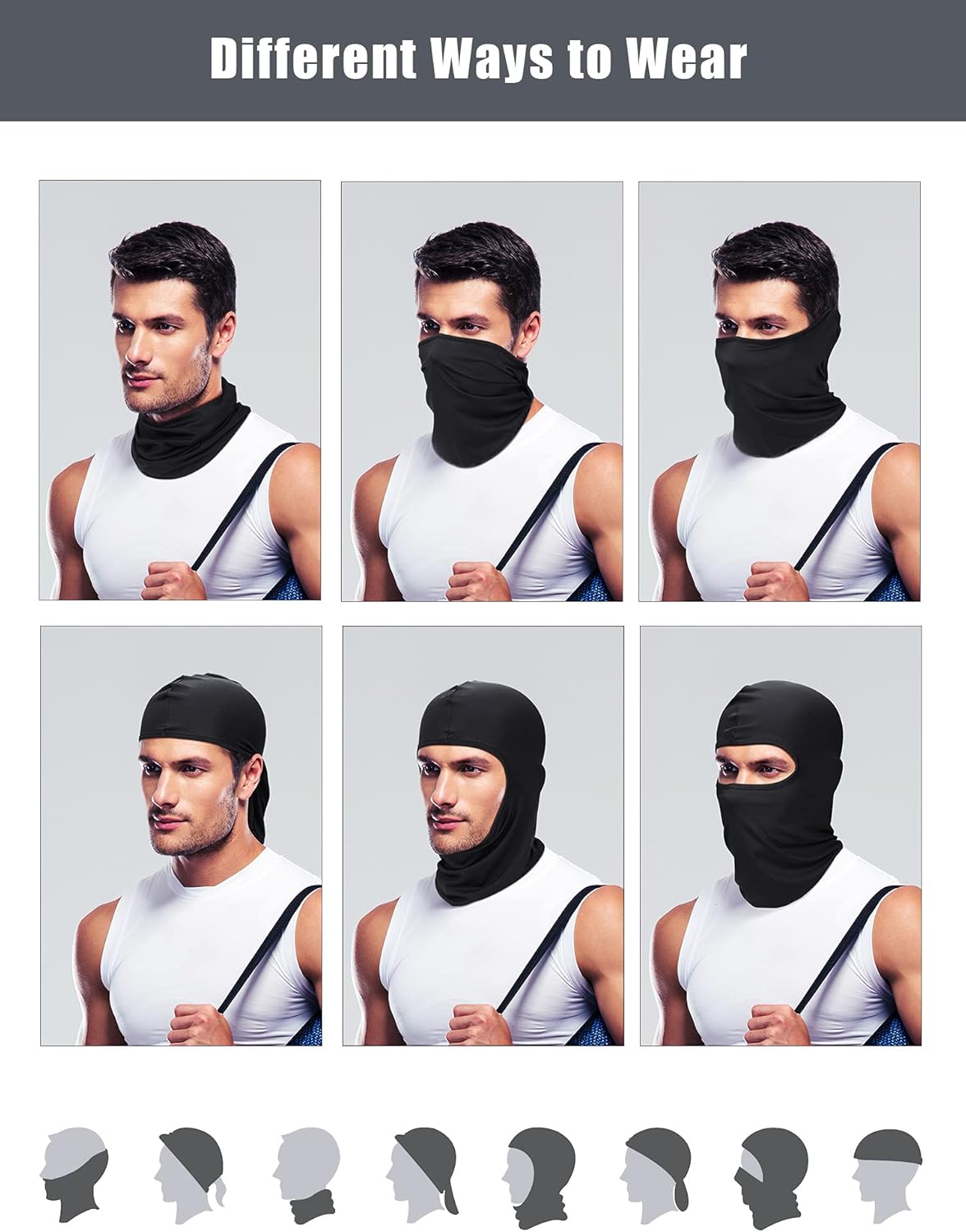 SATINIOR 9 Pack Ski Mask for Men Balaclava Full Face Shiesty Mask Breathable Summer Windproof Hood for Motorcycle Snowboard