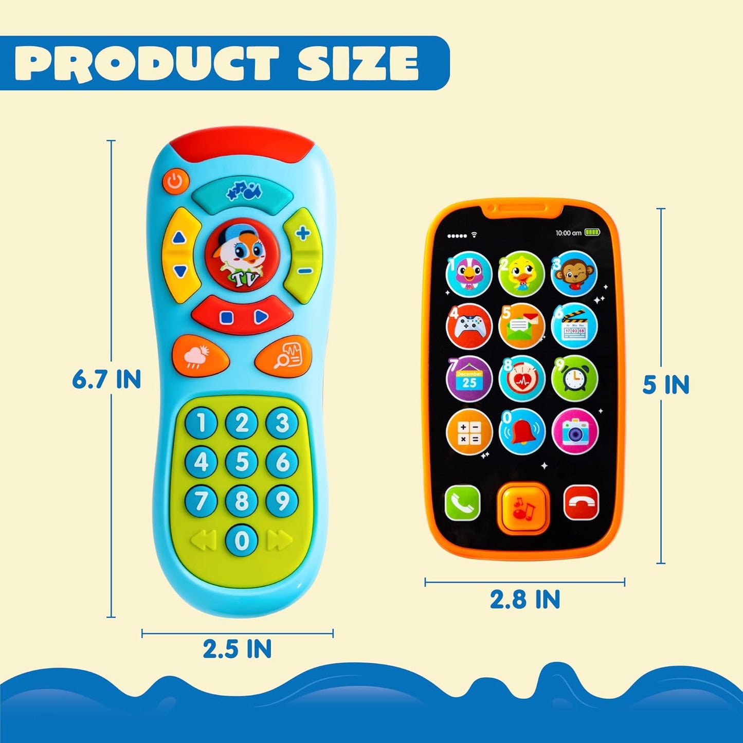 JOYIN Baby Learning Phone and Remote Toy for Toddler, Fun Smartphone Toys with Music for Infants, Boys or Girls, Holiday Stocking Stuffers, Kids Birthday Gift, Easter Basket Stuffers