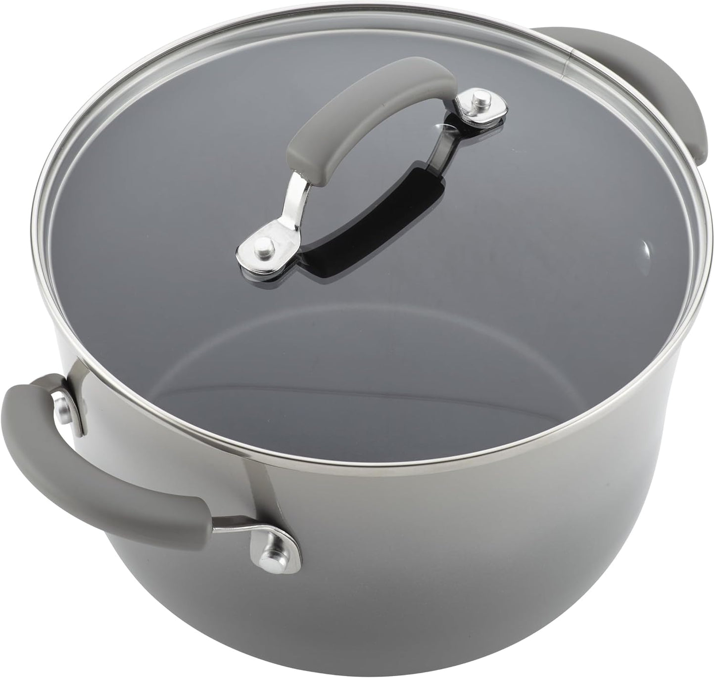 Rachael Ray Brights Nonstick Cookware Pots and Pans Set, 14 Piece, Sea Salt Gray