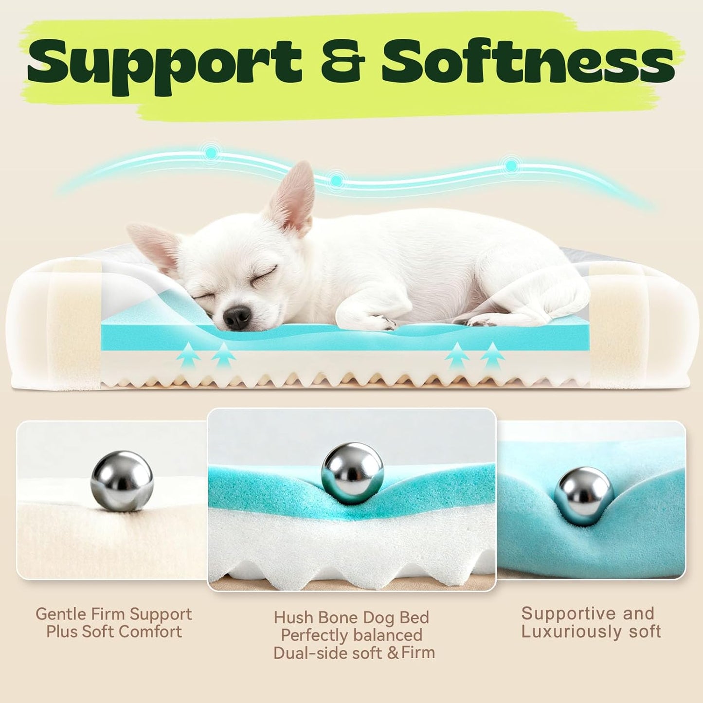 24 Inch Orthopedic Dog Couch Bed for Small Dogs/Cats,Cooling Gel Memory Foam + Egg Crate Foam,Waterproof Removable Washable Cover,4-Sided Bolster,Non-Slip Bottom,Grey