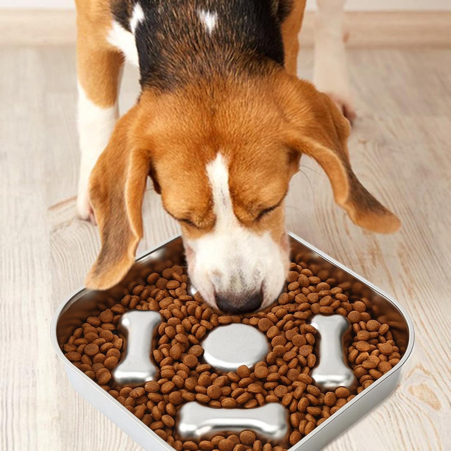 Puppy Slow Feeder Bowl - Stainless Steel Pet Puzzle Dish - Slow Feeder Dog Dishes Large Breed - for Small Medium Large All Breeds Wet Dry Food Indoor Home Outdoor