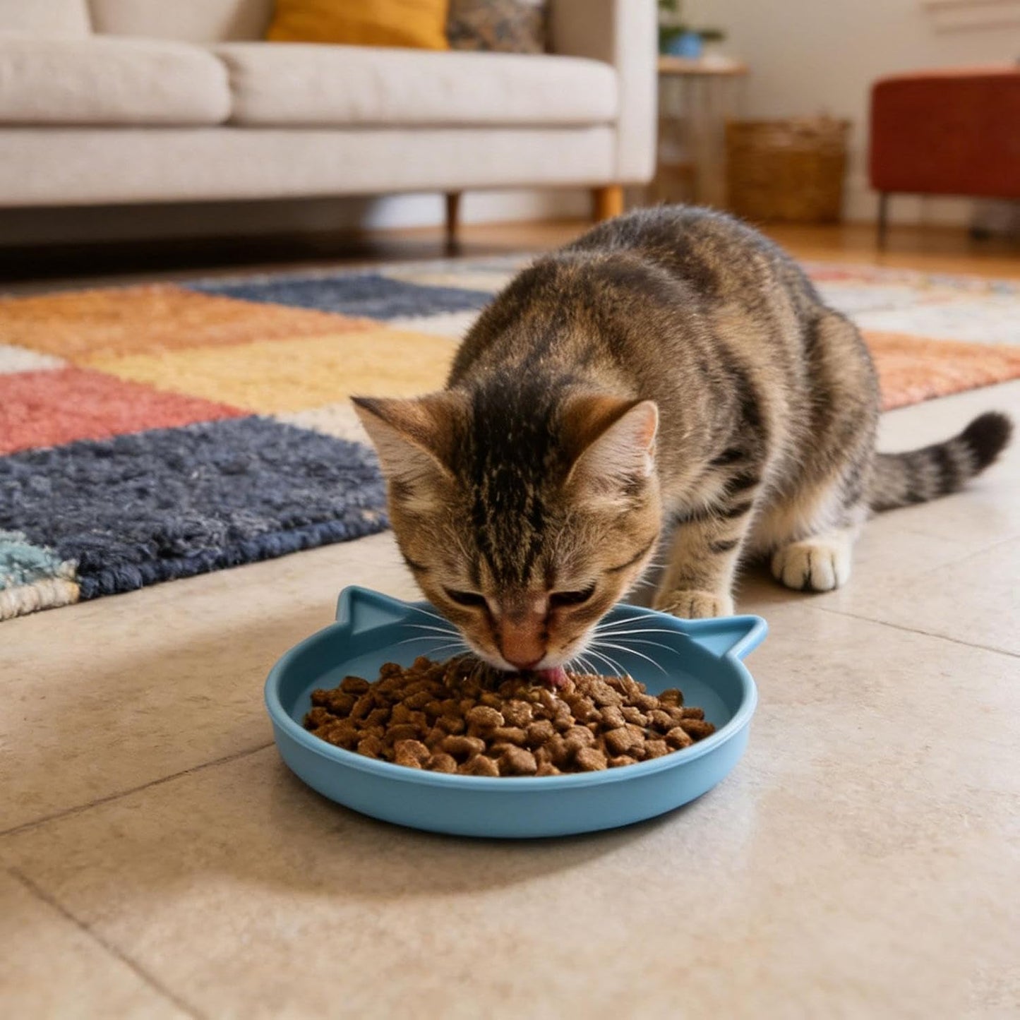 Cat Slow Feeder Bowl, Non Slip Silicone Puzzle Dish, Interactive Feeding Dispenser for Puppies Kittens, Anti Gulping Design Improves Digestion, Easy Clean Pet Bowl for Indoor Outdoor Use