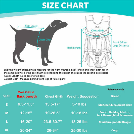 Lukovee Dog Backpack Carrier, Legs Out Easy-fit Dog Front Carrier for Small Medium Dogs, Adjustable Hands Free Dog Chest Carrier for Hiking Cycling (B,Medium)