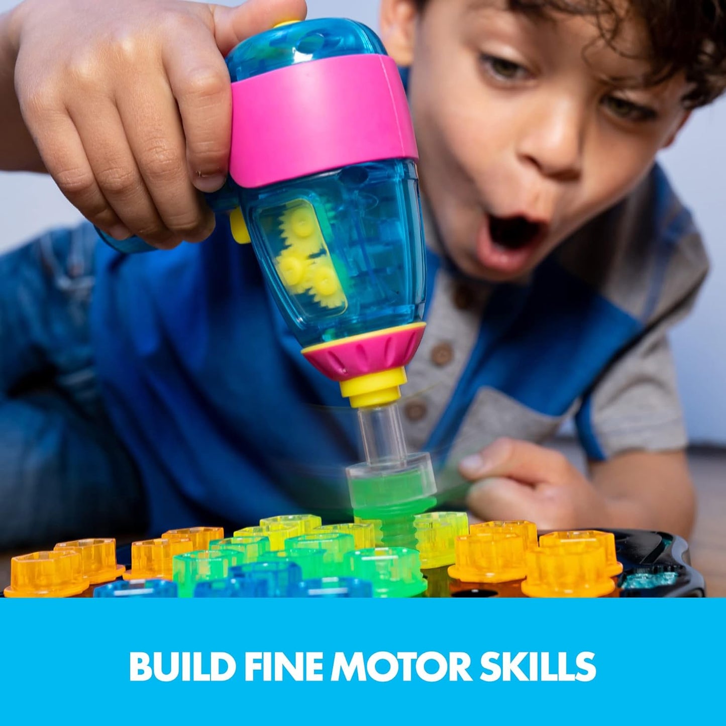 Educational Insights Design & Drill Brightworks - Light-Up Toddler Tool Set with Real Working Electric Toy Drill, Take Apart STEM Toys for 3+ Year Old Kids, Toddler Construction Toys