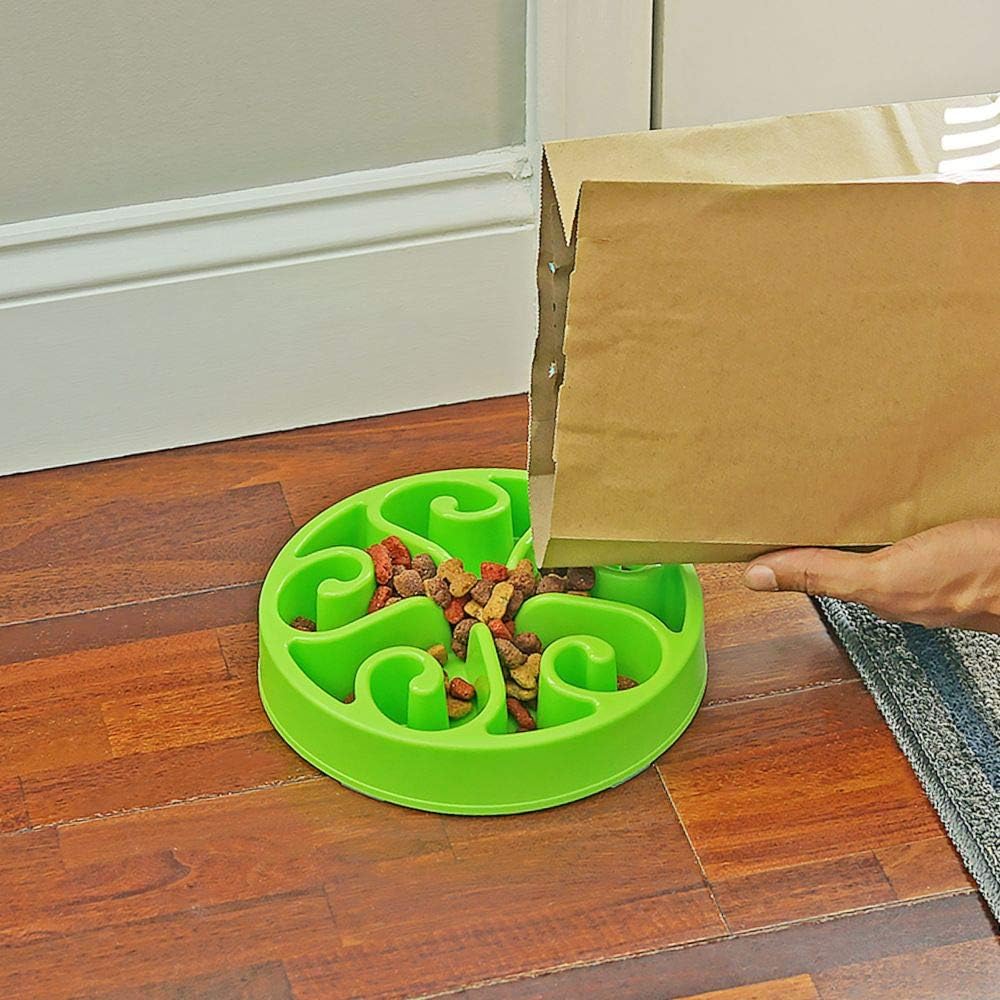 Slow Feeder Dog Bowl Anti-Choking Help Prevent Bloat Non Toxic BPA Free Feeding Dish SH-10303, Green