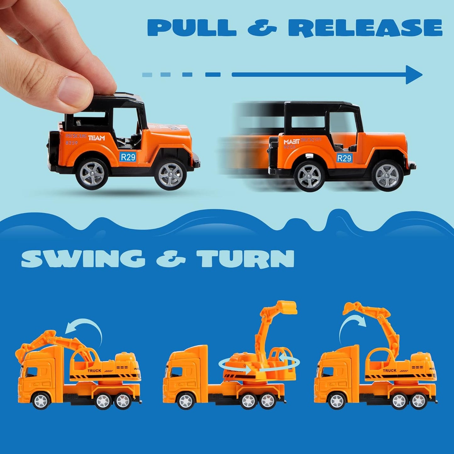 JOYIN 20PCS Die Cast Pull Back Cars, Metal Toy Cars, Car Toys Bulk, Vehicle Set for Toddlers, Kids Party Favors, Cake Toppers, Stocking Stuffers, Race Cars Toys for Boys, Easter Basket