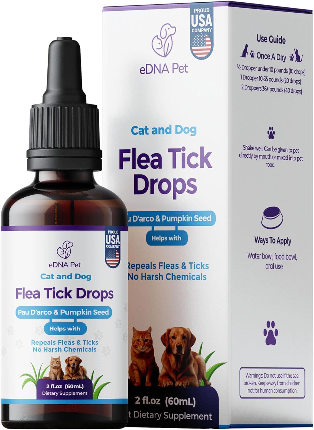 eDNA Pet - Natural Pet Skin & Coat Care Drops – Herbal Outdoor Comfort Formula with Cedarwood, Eucalyptus, and Coconut Oils – Made in USA