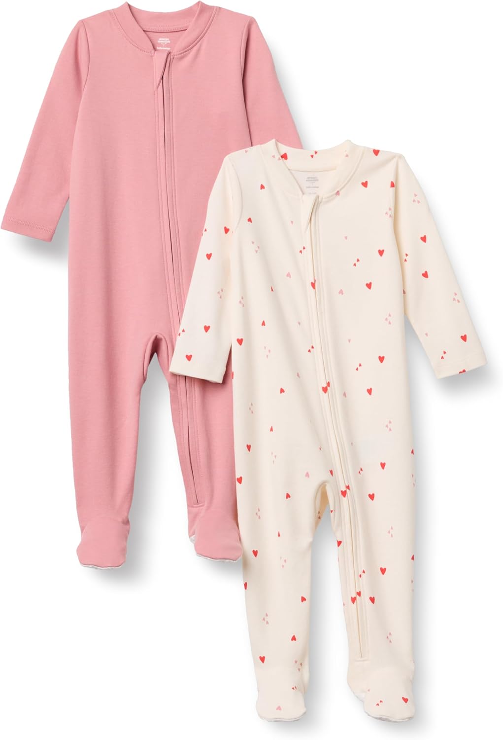 Amazon Essentials x Sofia Grainge Unisex Babies' Cotton Footed Sleep and Play One-piece Bodysuit, Pack of 2