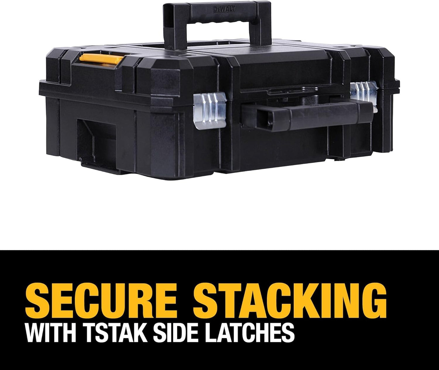 DEWALT TSTAK II Tool Box, Flat Top Tool Storage Case, Organizer Box Holds Up To 66 lbs, Flexible Platforms for Stacking, 13 Inch (DWST17807)