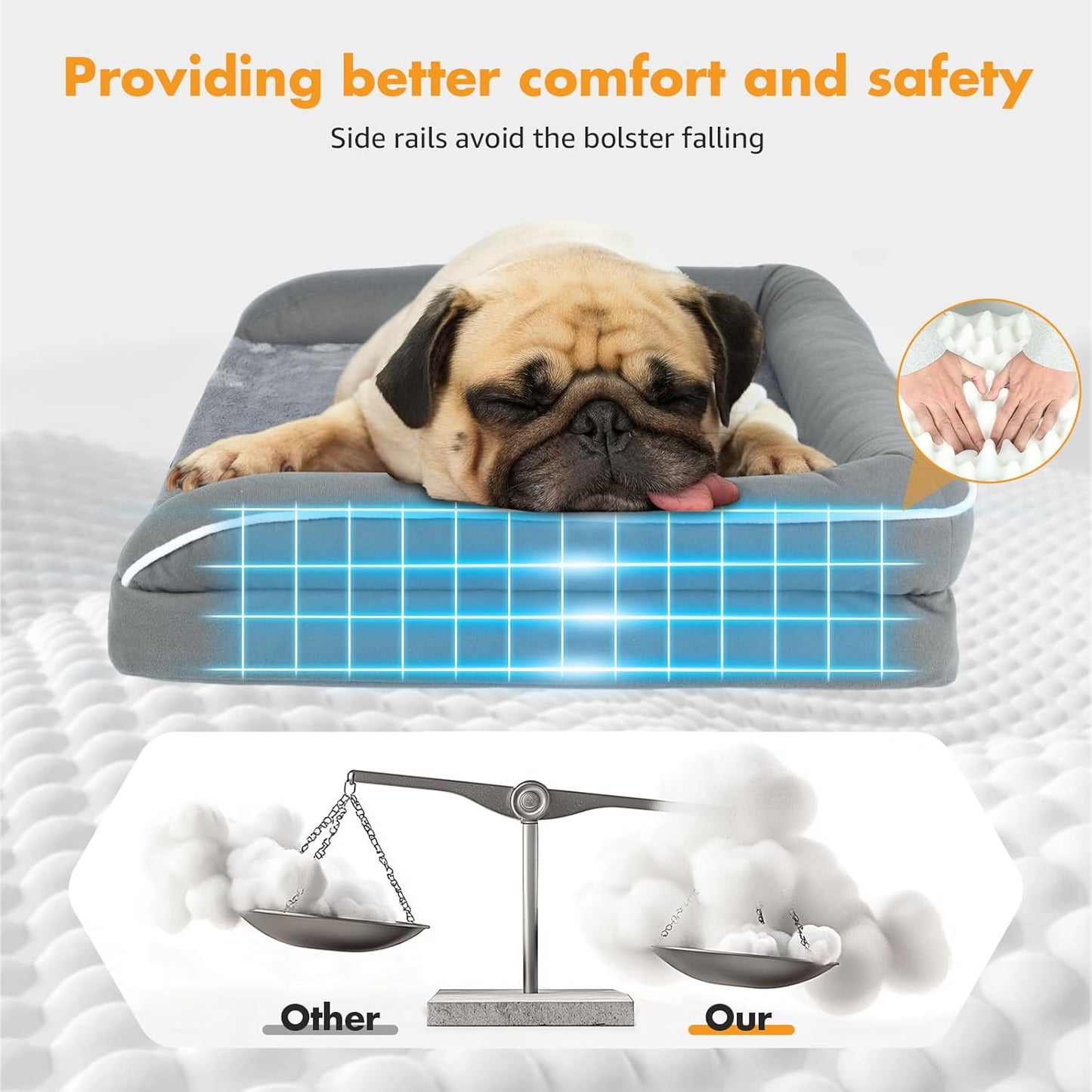 Lekereise Elevated Outdoor Dog Bed Cot + Orthopedic Indoor Small Dog Sofa Bed, 2-in-1 Design, Load 40lb, Grey