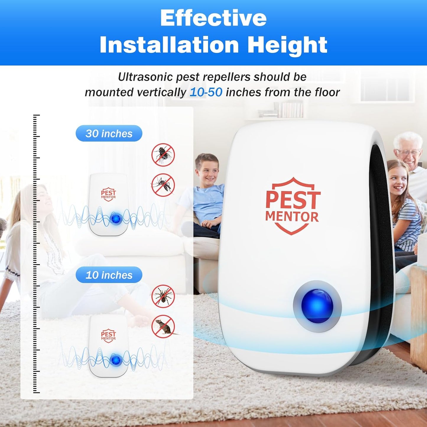 Ultrasonic Pest Repellent 10 Pack, Electronic Plug-in for Rodents, Mosquitoes, Cockroaches, Spiders, Ants, Spider Mouse Repellent Pest Control Device for Home Car Kitchen Bedroom