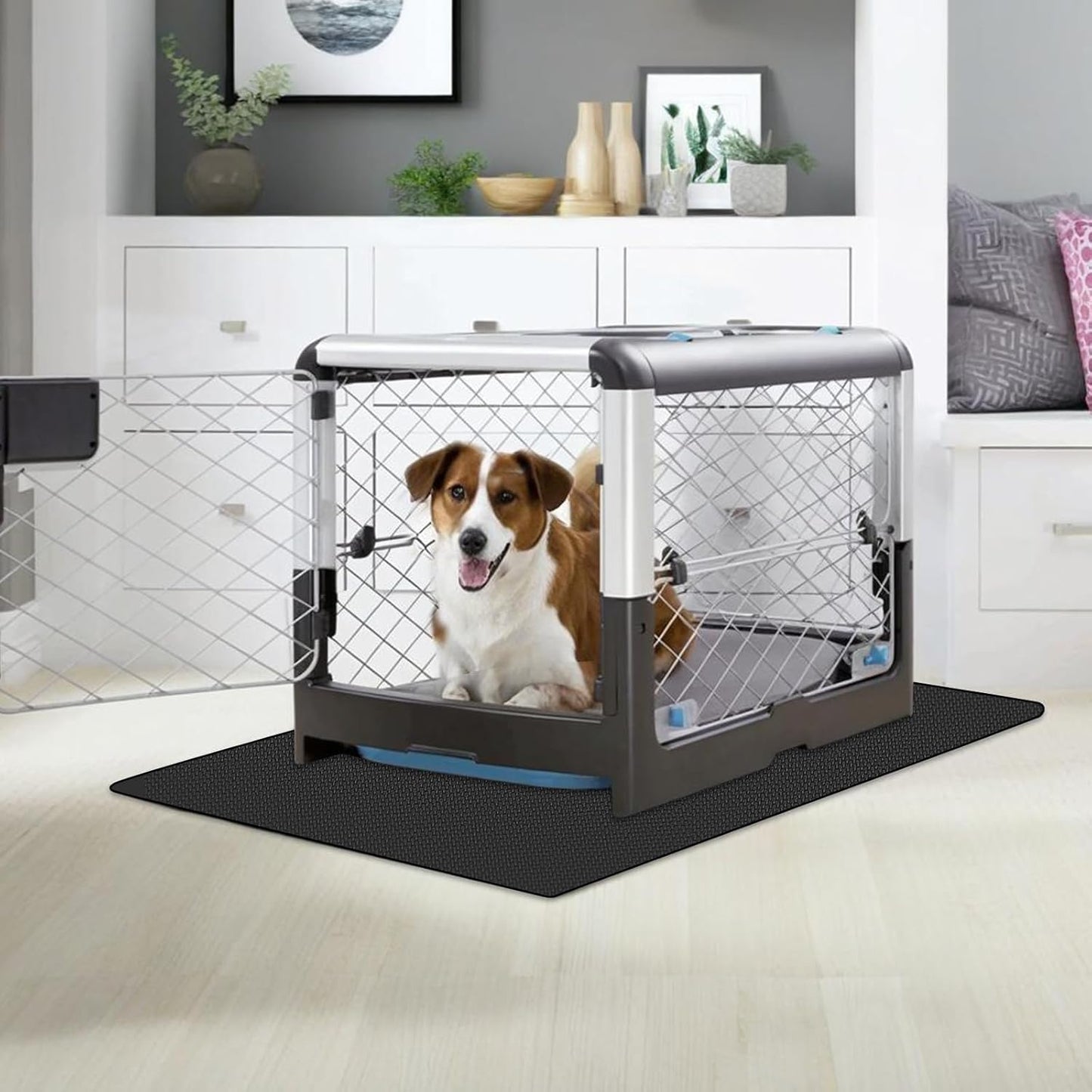 Dog Crate Mat Liner，Washable Pee Pads , Absorbs Urine - Waterproof Under Mat Floor Protector Reusable -Dog Crate Pad Ideal for Floor Protector (29" x 48", Count, 1)