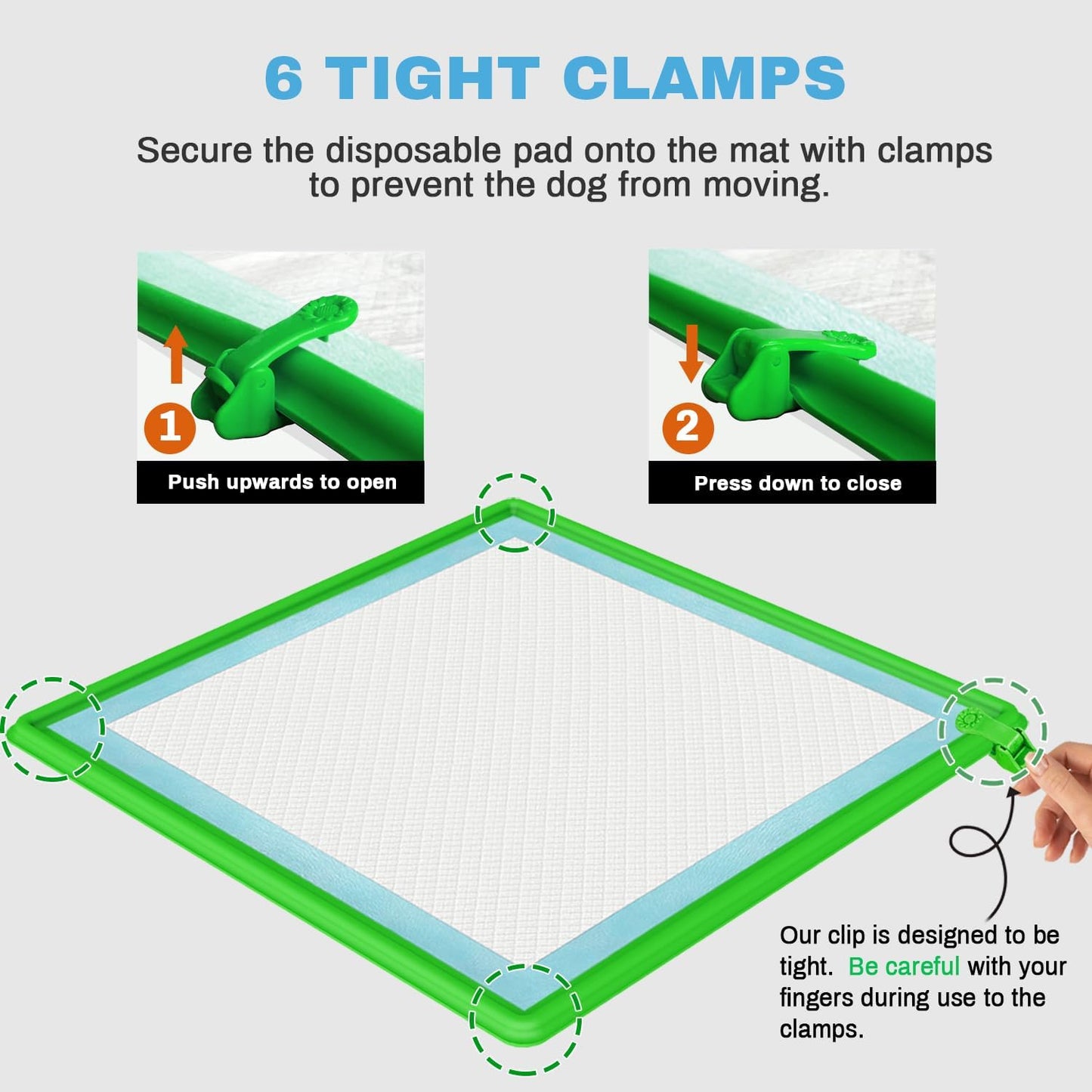 Pee Pad Holder, Puppy Pad Holder, 24" x 24" Heavy Silicone Pee Tray Mat for Dogs with Clips, Reusable, High Edge, Leak-Proof Toilet Training Pad for Potty, Doggy Baby, Cat, Rabbit Pets