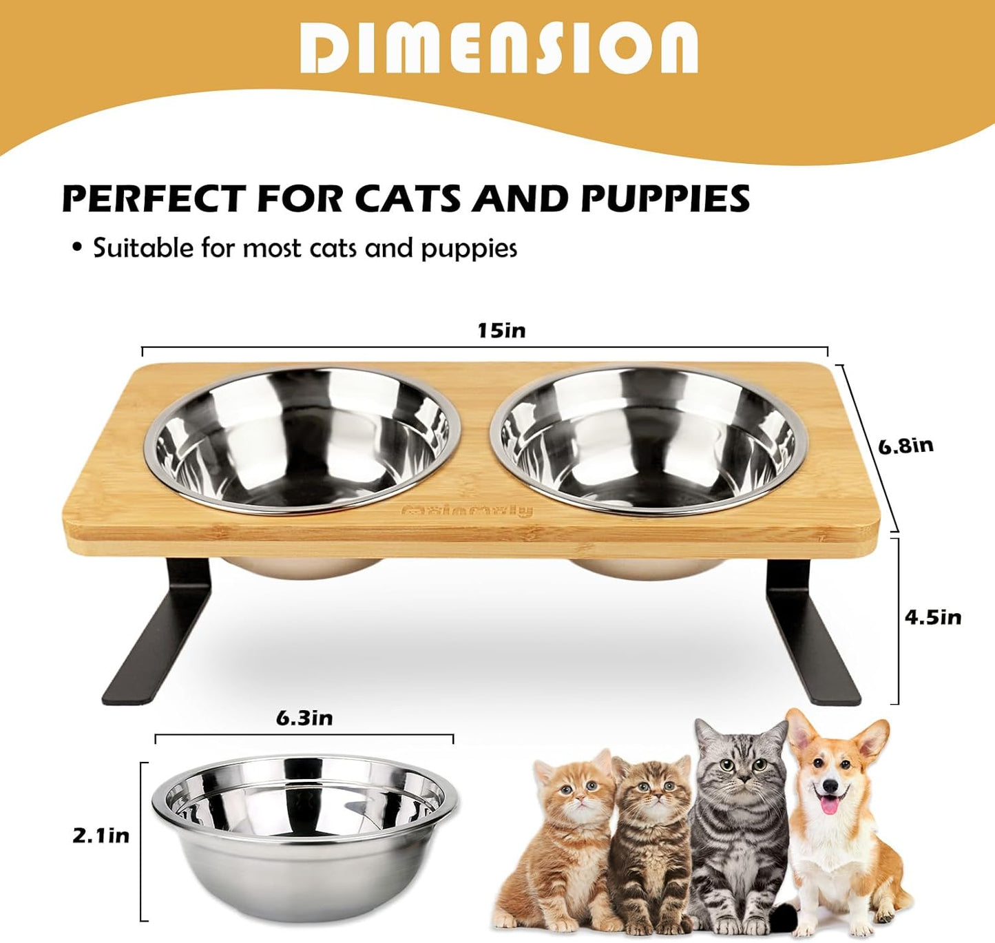Elevated Cat Bowls with Slow Feeder, Anti-Vomiting 10° Tilted, Raised Cat Bowl Stand for Cats & Puppies(4.5" Tall)