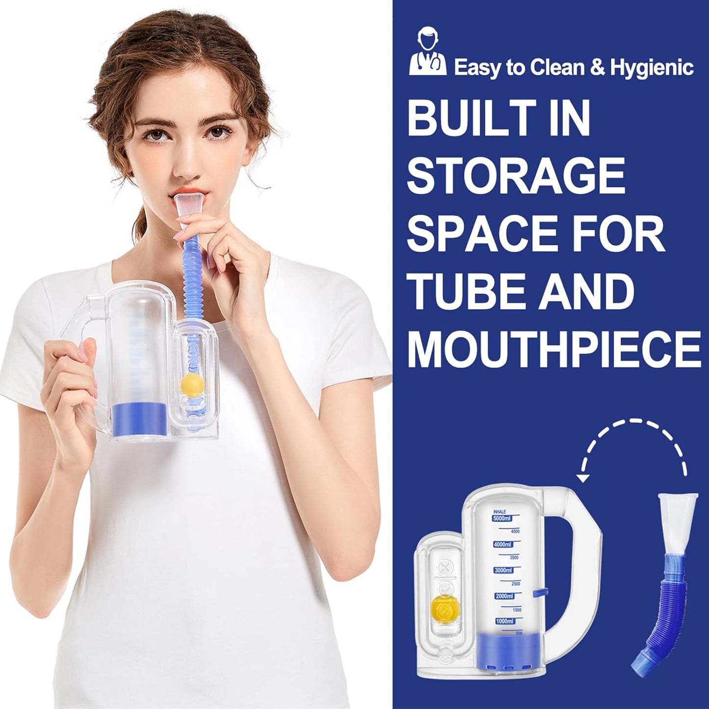 Incentive Spirometer Adult, Breathing Exercise Device for Lungs, Breathing Trainer