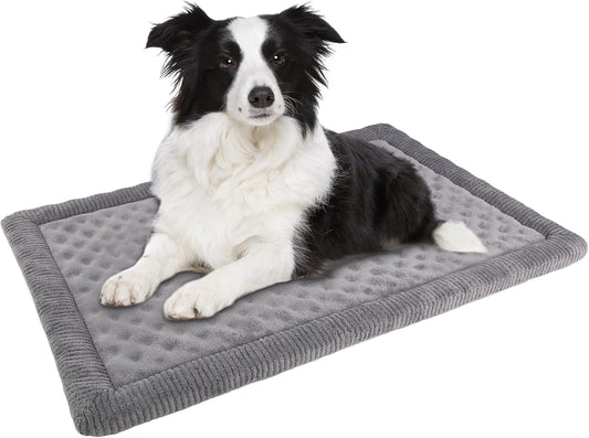 Large Dog Crate Pad 36 inch Gray Memory Foam Dog Kennel Bed Soft Flannel Washable Anti Slip Puppy Sleeping Mat,Grey