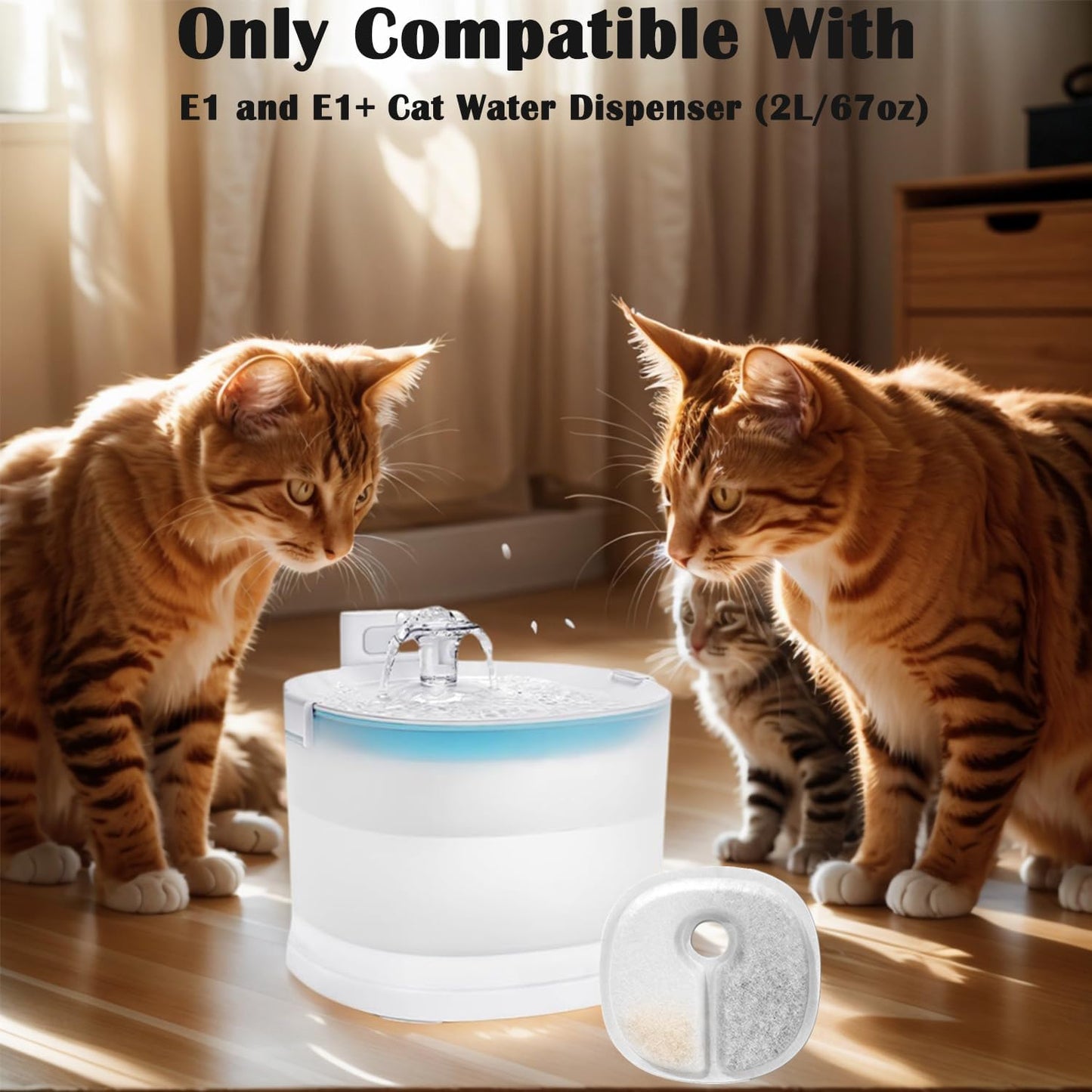 16 Pack Cat Fountain Filter Replacement Compatible with E1/E1+ Cat Water Dispenser 2L/67oz, Automatic Cat Water Fountain Replacement Filters, Pet Fountain Filters Replacement Triple Filtration System