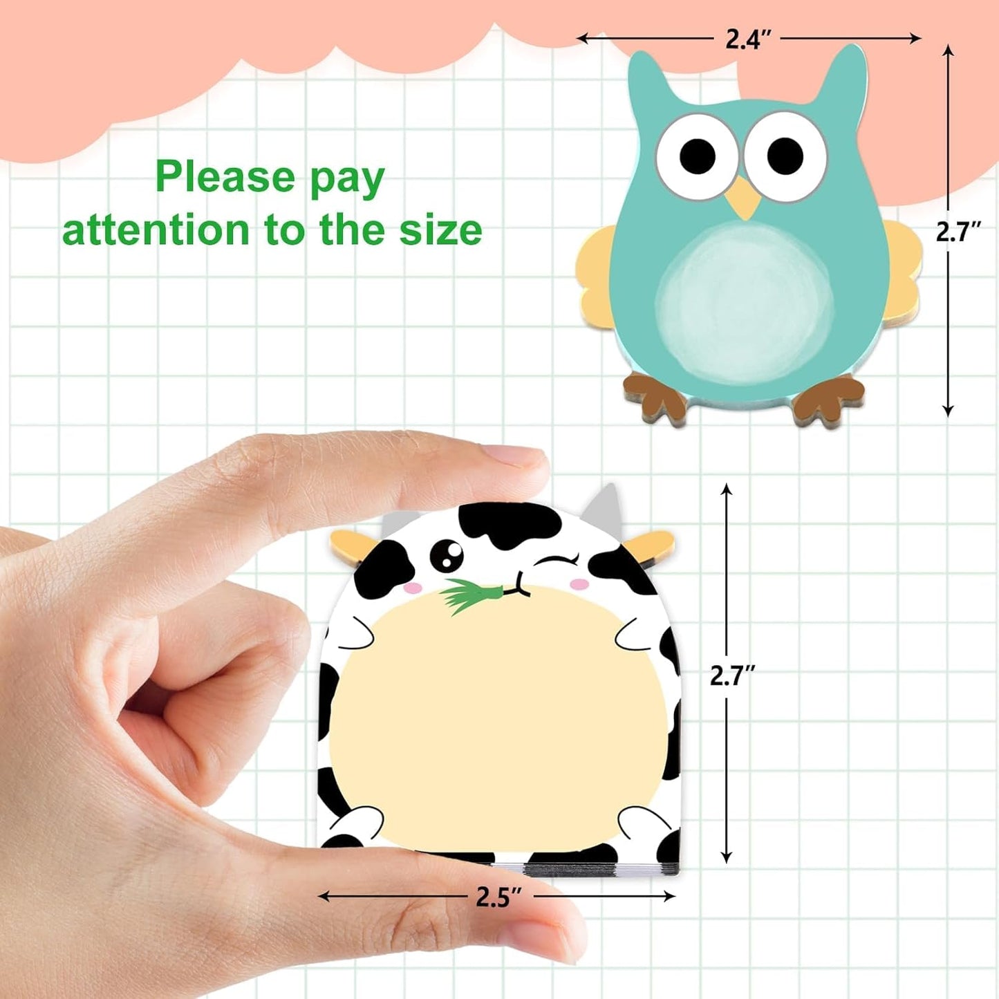 Fancy Land 24 Pads Cute Sticky Notes Animal Sticky Notes for Teachers Classrooms 720 Sheets Memo Pads Page Markers Flags Teacher Appreciation Administrative Professional Day Gift Home Office Supplies