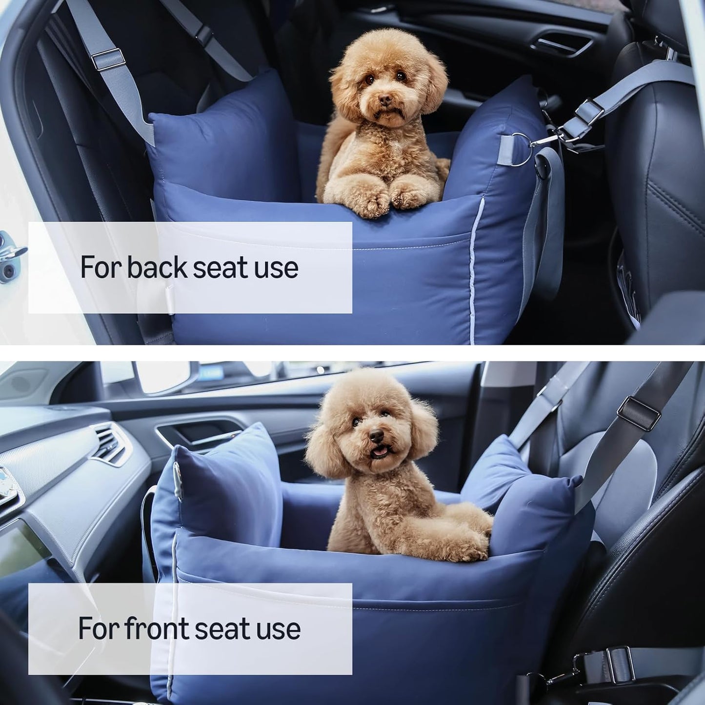 Amazon Basics Dog Car Seat, Pet Booster Car Seat for Small Medium Dogs, Outdoor Carrier Bed for Travel with Leash & Washable Cover