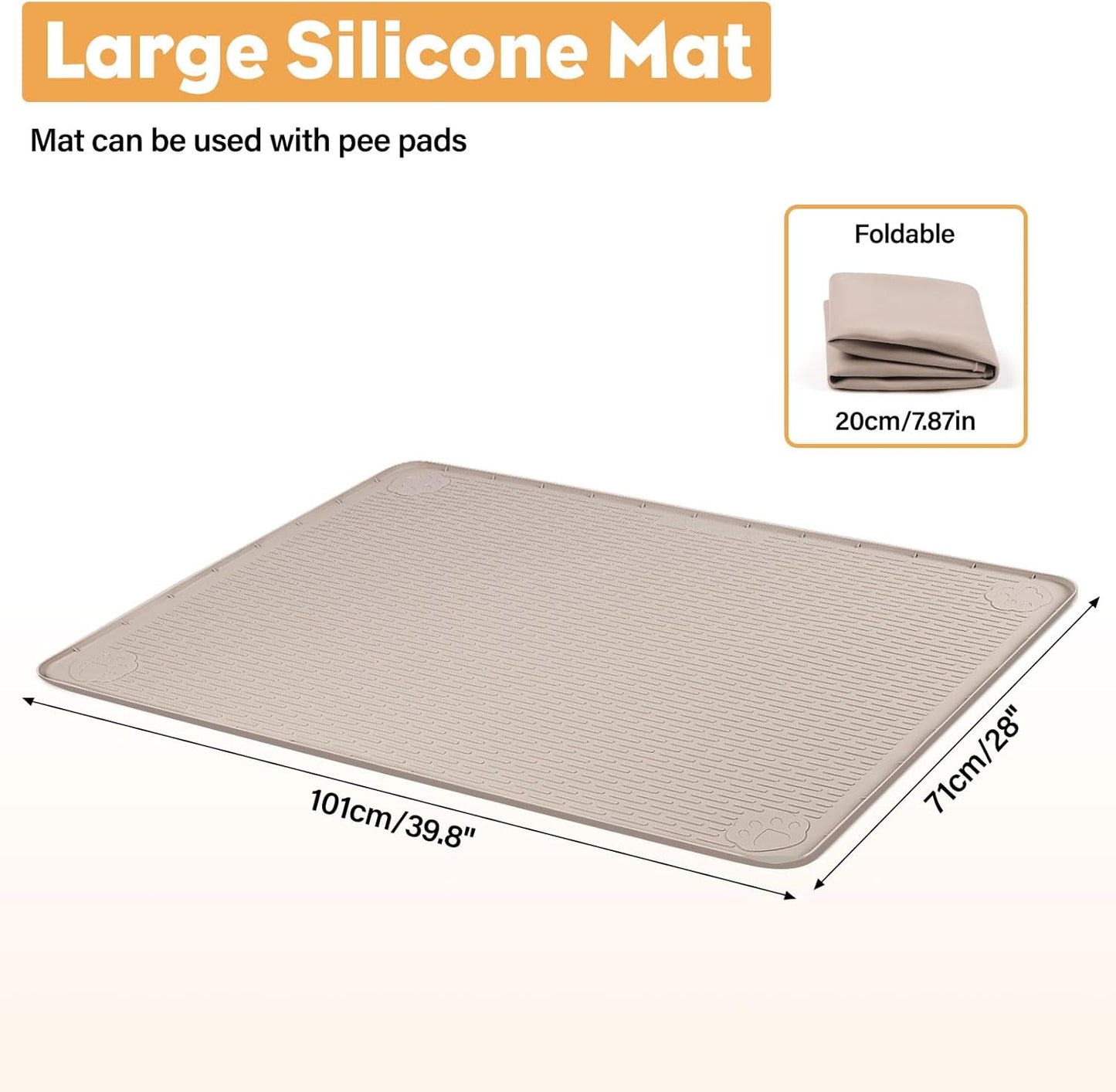 40"x28" Reusable Training Pads for Dogs Lanstics Silicone Dogs Mats Non-Slip Dog Training Pads Dog Pee Pad for Potty Training Floor Protector (Khaki)