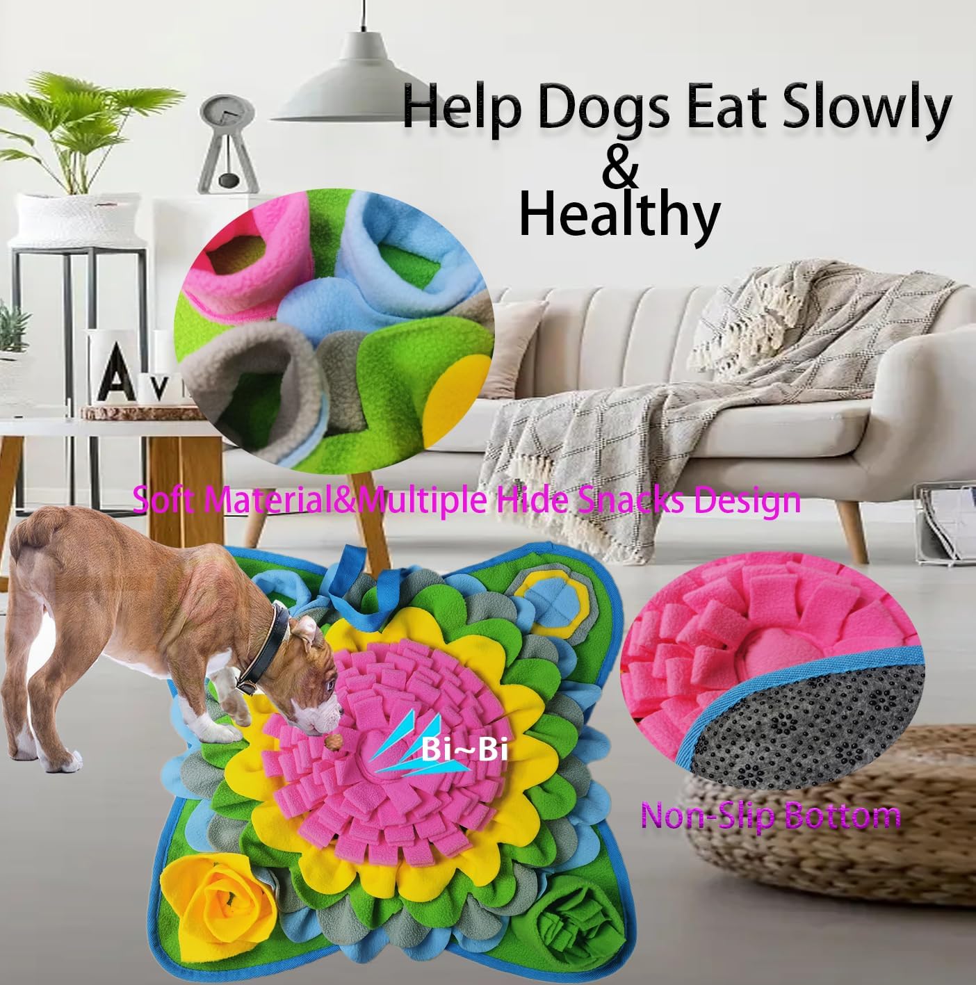 Snuffle Mat for Dogs Feeding Mats Puppy Sniffing Pad,Pets Slow Feeder Cat Interactive Dog Treats Puzzle Toys for Small Medium Large Dogs,Encourages Natural Foraging Skills,Anxiety Relief (Pink-1)