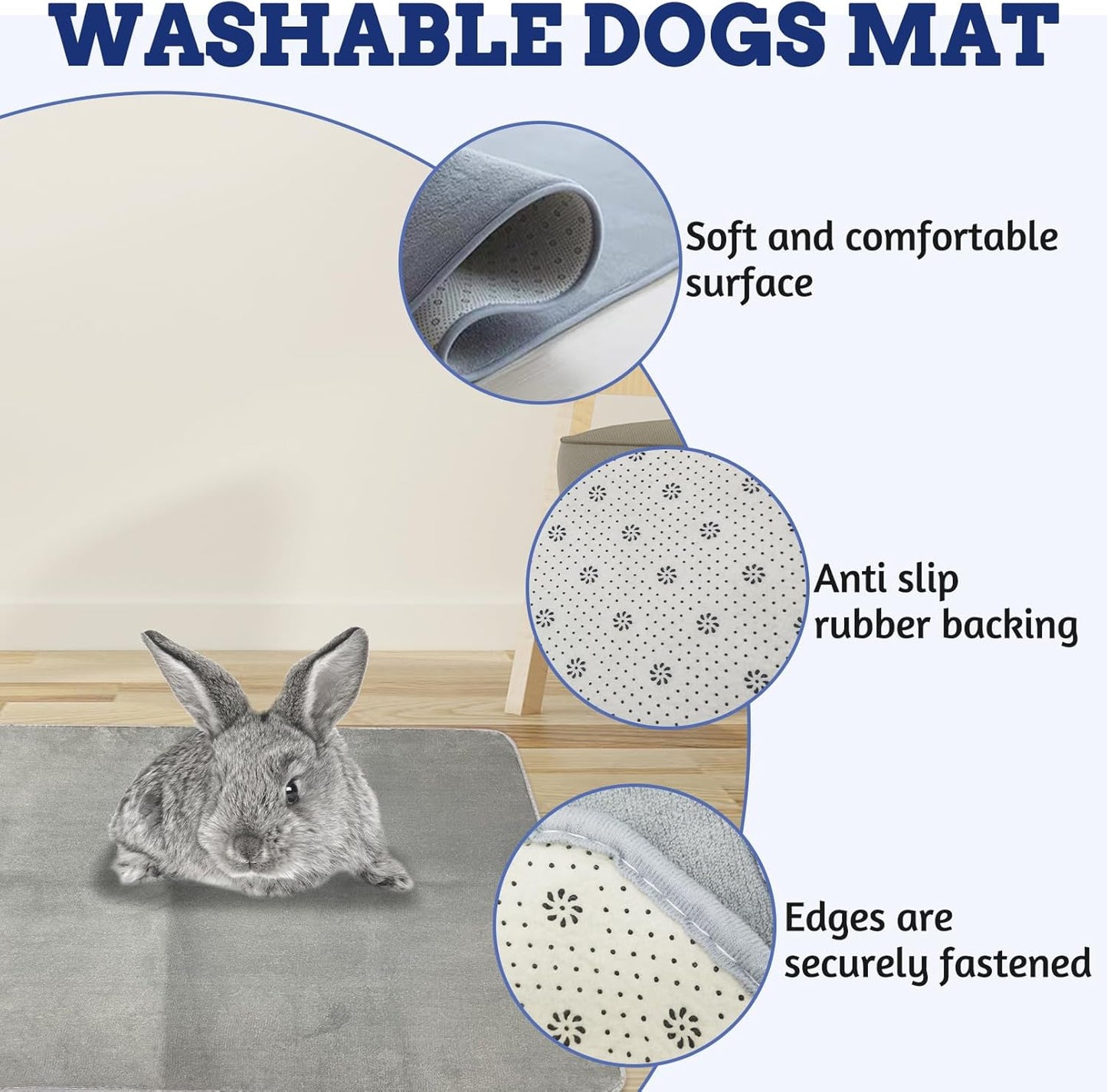 PINVNBY Guinea Pig Cage Liner, 2Pcs 31.4'' × 42.2'' Reusable Puppy Training Pads Rabbit Cage Liners Soft and Comfortable Pet Liner Washable Small Animals Bedding Pee Pads for Rabbit Hamster Cat Puppy