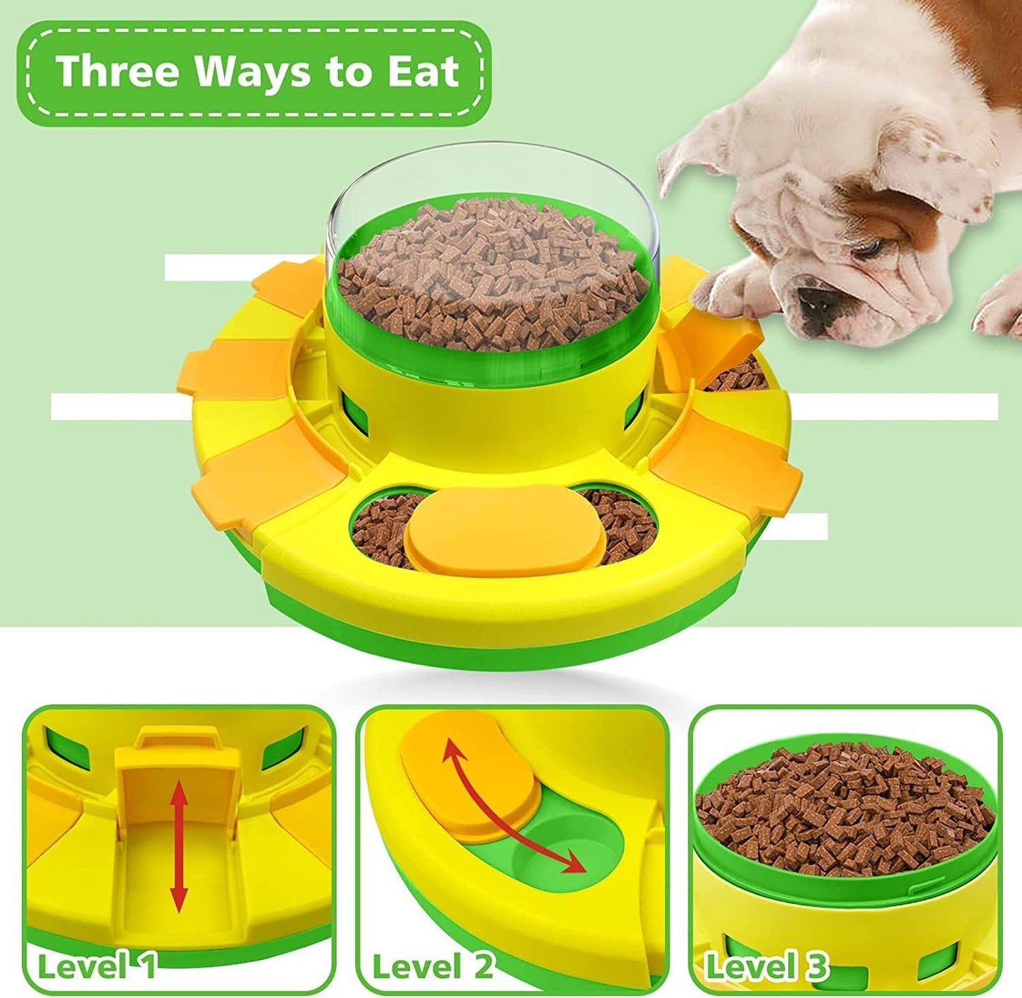 Dog Puzzle Feeder Toy - Green Slow Feeding Dog Puzzle Toys for IQ Training & Mental Enrichment - Food Dispenser for Small Breeds