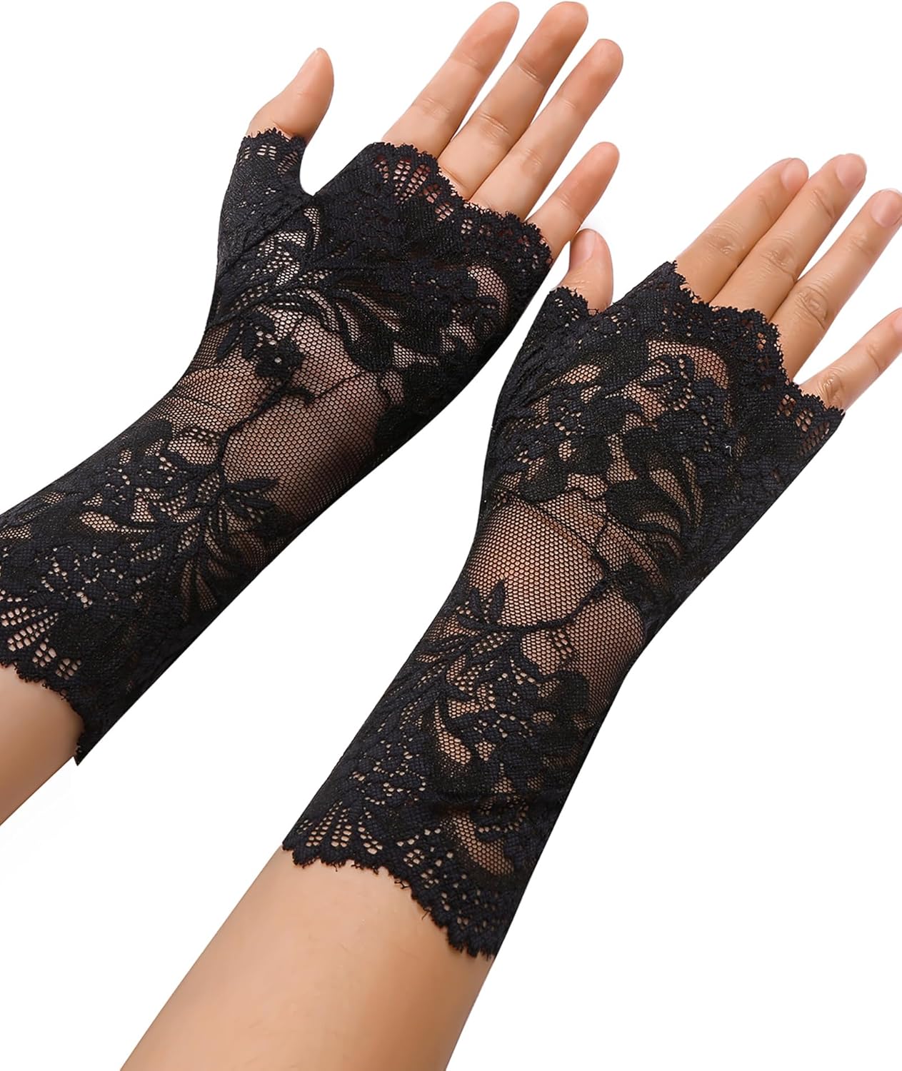 Avidlove Women Short Lace Gloves Fingerless Bridal Wrist Glove Opera Evening Wedding Tea Party Prom Cosplay Gothic Clothes