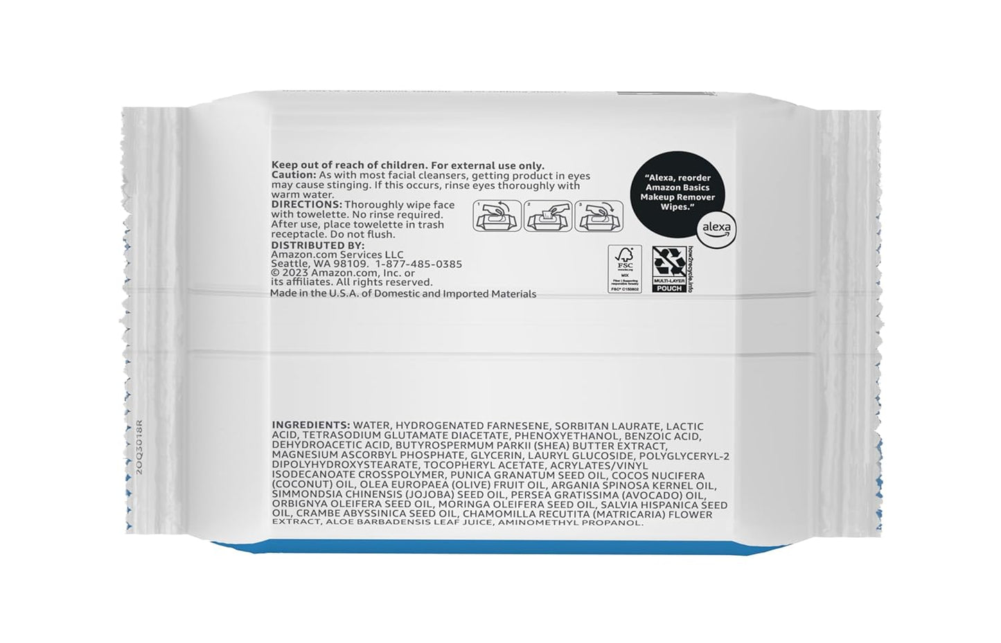 Amazon Basics Makeup Remover Wipes, Formulated without Fragrance and Alcohol-Free, Gentle Cleansing, Removes Waterproof Mascara, Dermatologist Tested, 25 Count, Pack of 6