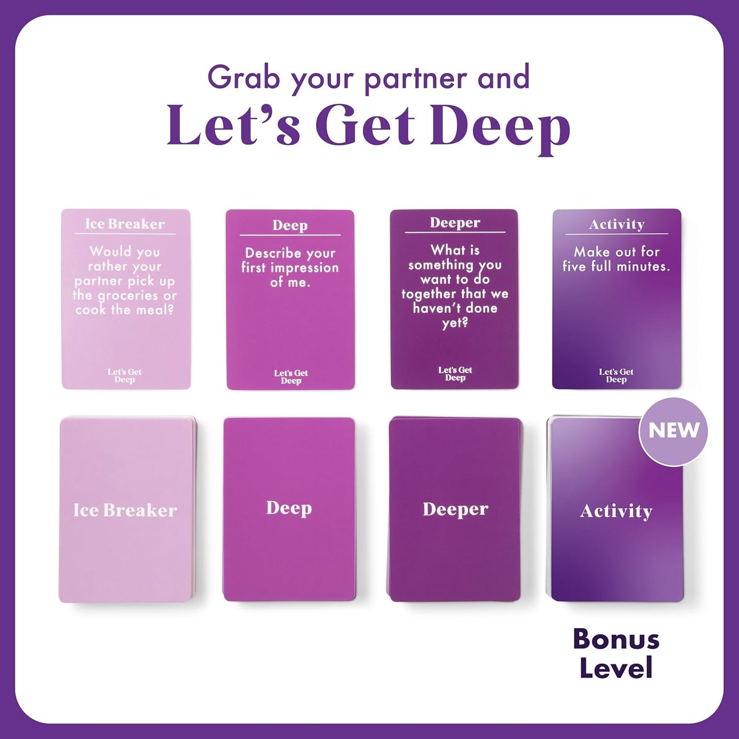 Let's Get Deep by Relatable, A Question Card Game for Couples, Great for Date Night Ideas, Couples Gifts, Wedding Gifts, and Long Distance Relationship Gifts, Includes 200 Cards to Build Up Intimacy