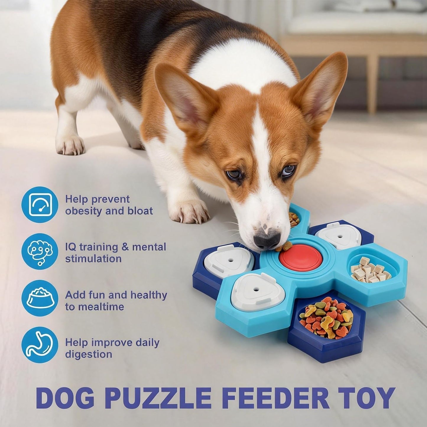 Dog Slow Feeder - Interactive Dog Food Puzzle Toy, Treat Maze Game for Dogs & Cats, Mental Stimulation & Boredom Relief, Adjustable Difficulty Pet Enrichment Toy (Four Layers)