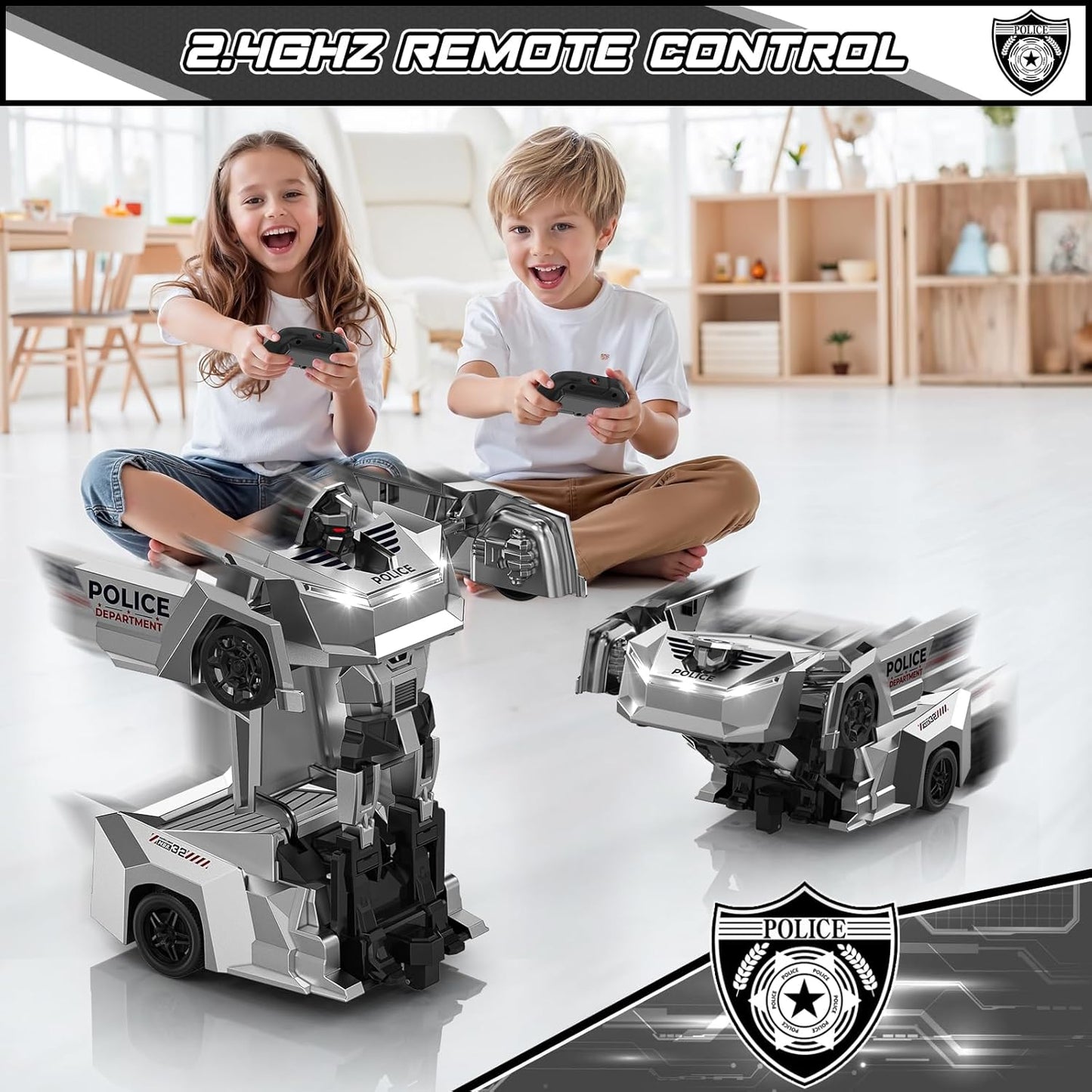 Transform RC Cars Robot, 2.4Ghz 1:18 Scale Remote Control Car Toys for Boys 4-7 8-12, One Button Deformation 360° Rotation Christmas Birthday Gifts Toys for Boys Girls