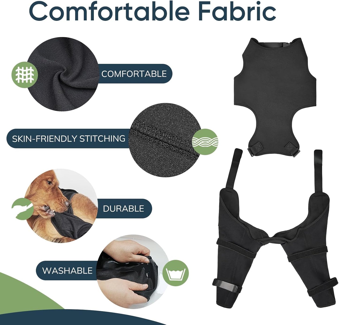 Supet Dog Rear Leg Sleeve to Stop Licking- Potty-Friendly for TPLO ACL Surgery Leg Injuries, Chew Resistant Washable Recovery Sleeve, for Male and Female Pets(Black,2XL)