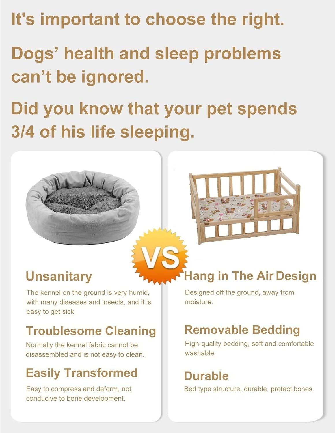 Grey Check Raised Dog Bed with Mattress ＆ Pillow, Large Wood Orthopedic Relief Elevated Pet Couch with Fence, for Home, Outdoor, Courtyard (Color : Style1, Size : S-54x39x38cm/21x15x15) (Style2 L)