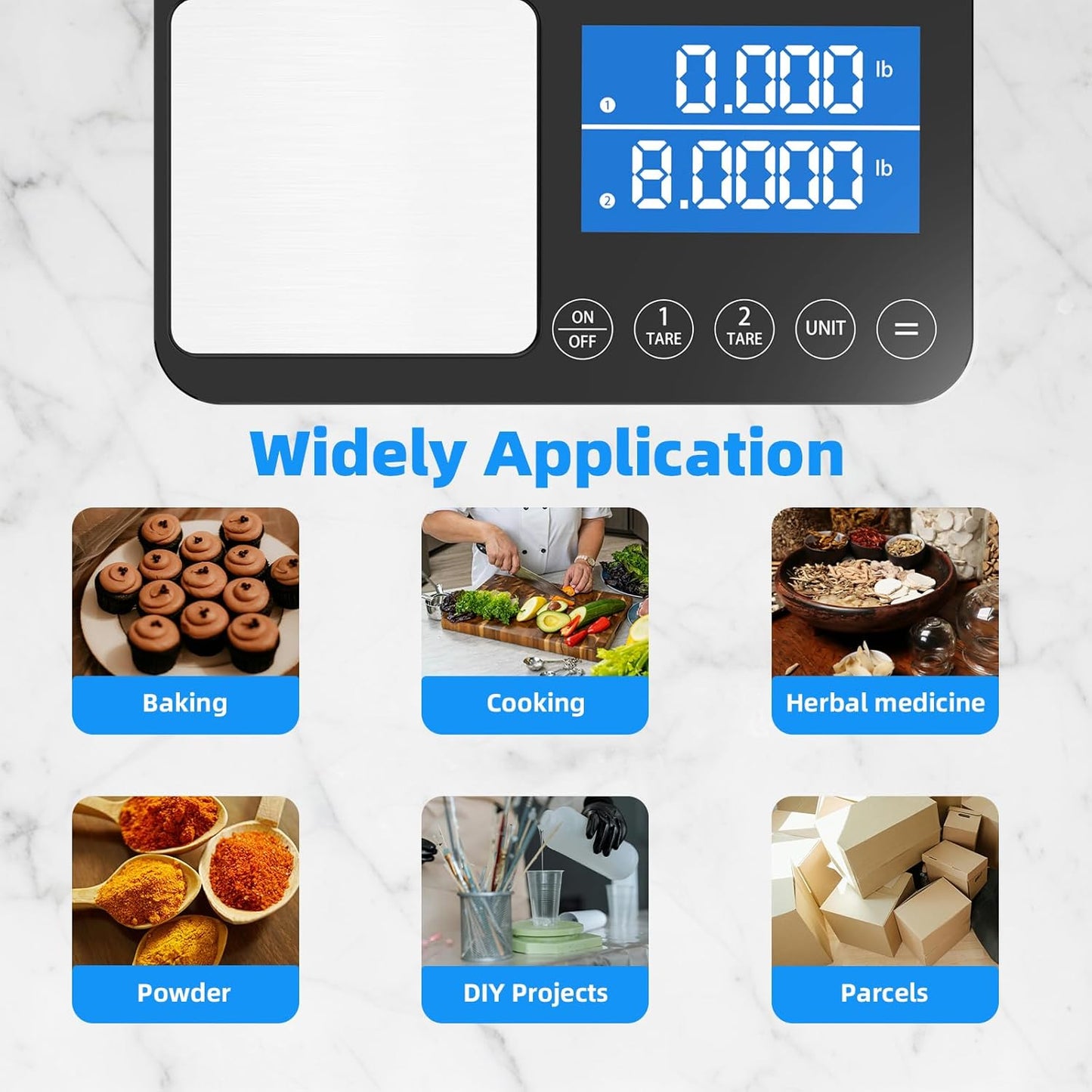 0.001oz/33lb Dual Platform Kitchen Scale, Diyife 9.4in Stainless Steel Food Scale with Two Precisions, Accumulation Functions, 7 Units, Tare, for Baking, Cooking, Pre-Meal Preparation
