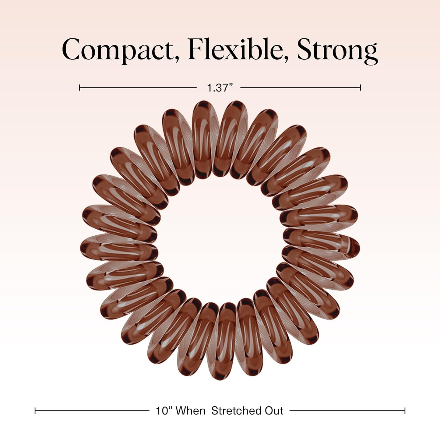 Kitsch Spiral Hair Ties for Women – Coiled Plastic Hair Ties No Damage, Ponytail Holders for Thick and Thin Hair – Creaseless and Dent-Free, Phone Cord Style | Ideal Gifts for Women - Brunette, 8 Pcs