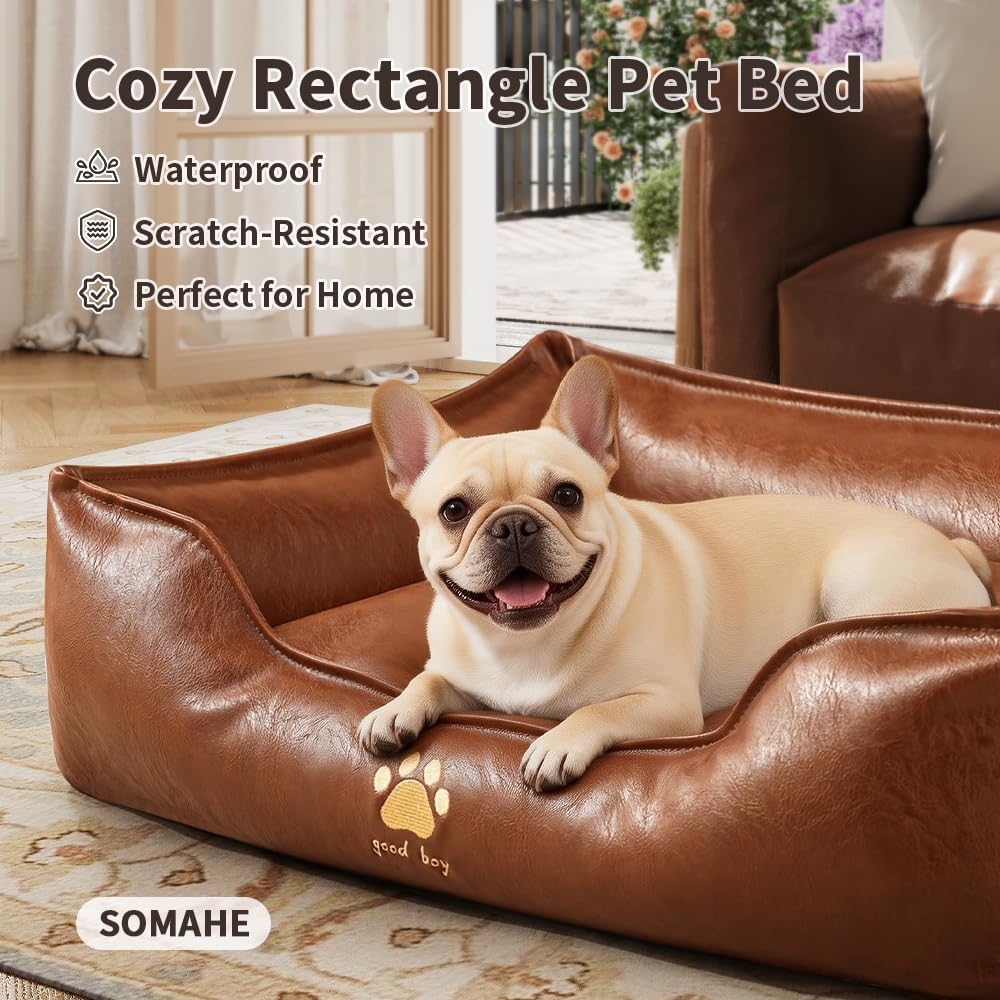 Orthopedic Dog Beds for Small Medium Dogs, Waterproof Pet Bed with Sides, Durable Pet Bed Puppy Bed with Anti-Slip Bottom 24 × 18 × 9 inch Grey