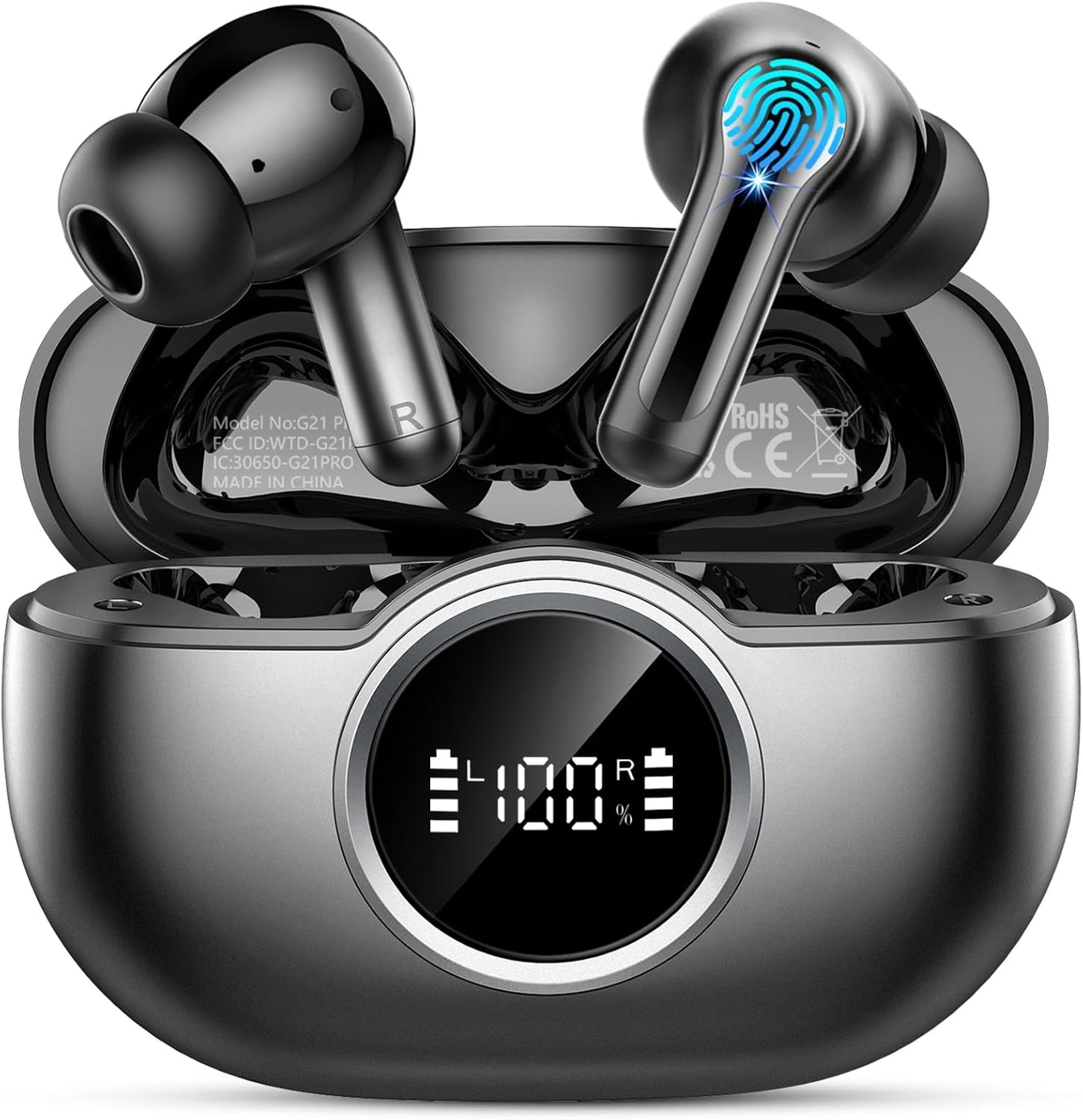 Wireless Earbuds, 2026 Bass-3.0 Bluetooth 5.4 Headphones 3D-Stereo Ear Buds, 4 ENC Noise Cancelling Mic, 40+Hrs USB-C in-Ear Earphones, IP-X7 Waterproof Sport Workout Gym for Laptop Pad Android iOS
