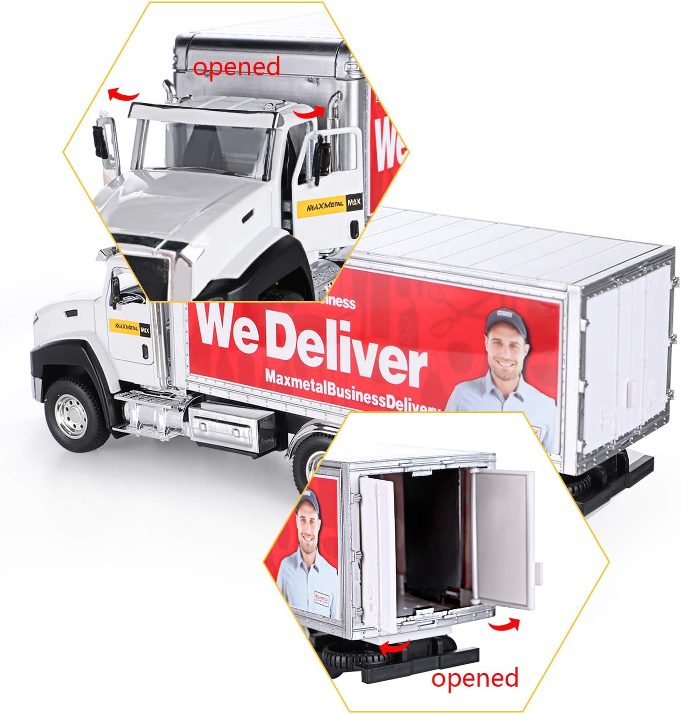G.C 3 Pack Diecast Transport Vehicles Set - Garbage Truck, Tanker, Delivery Truck 1:50 Scale Pull Back Metal Model Car Toys for Boys