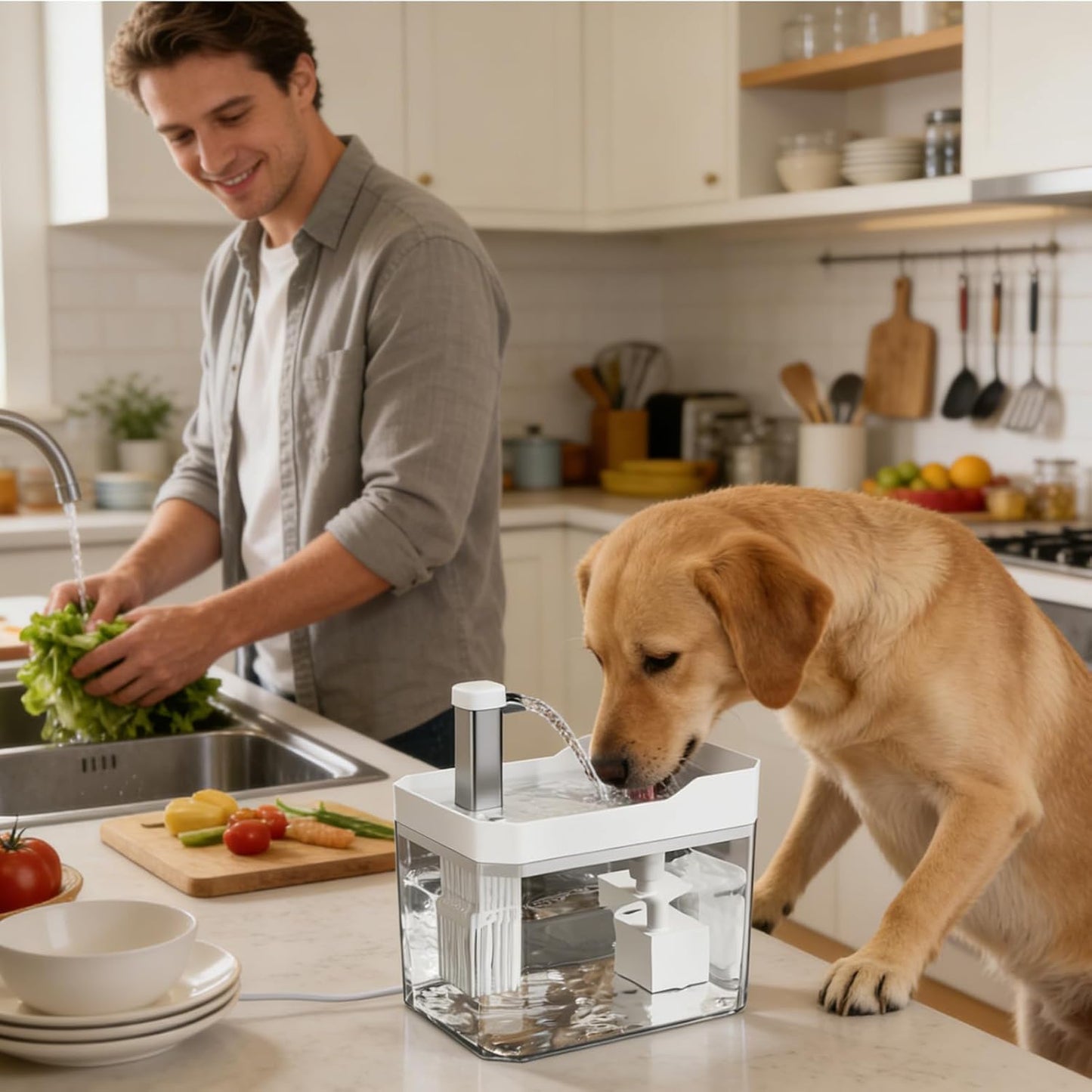 Cat Water Fountain, Automatic Indoor Feeder, Waterer with Intelligent Design, Tool with Sturdy Build, Pet Supply, 1.5L Fountain for Home Dorm Office Apartment Bedroom Living Room Easy Clean Dynamic