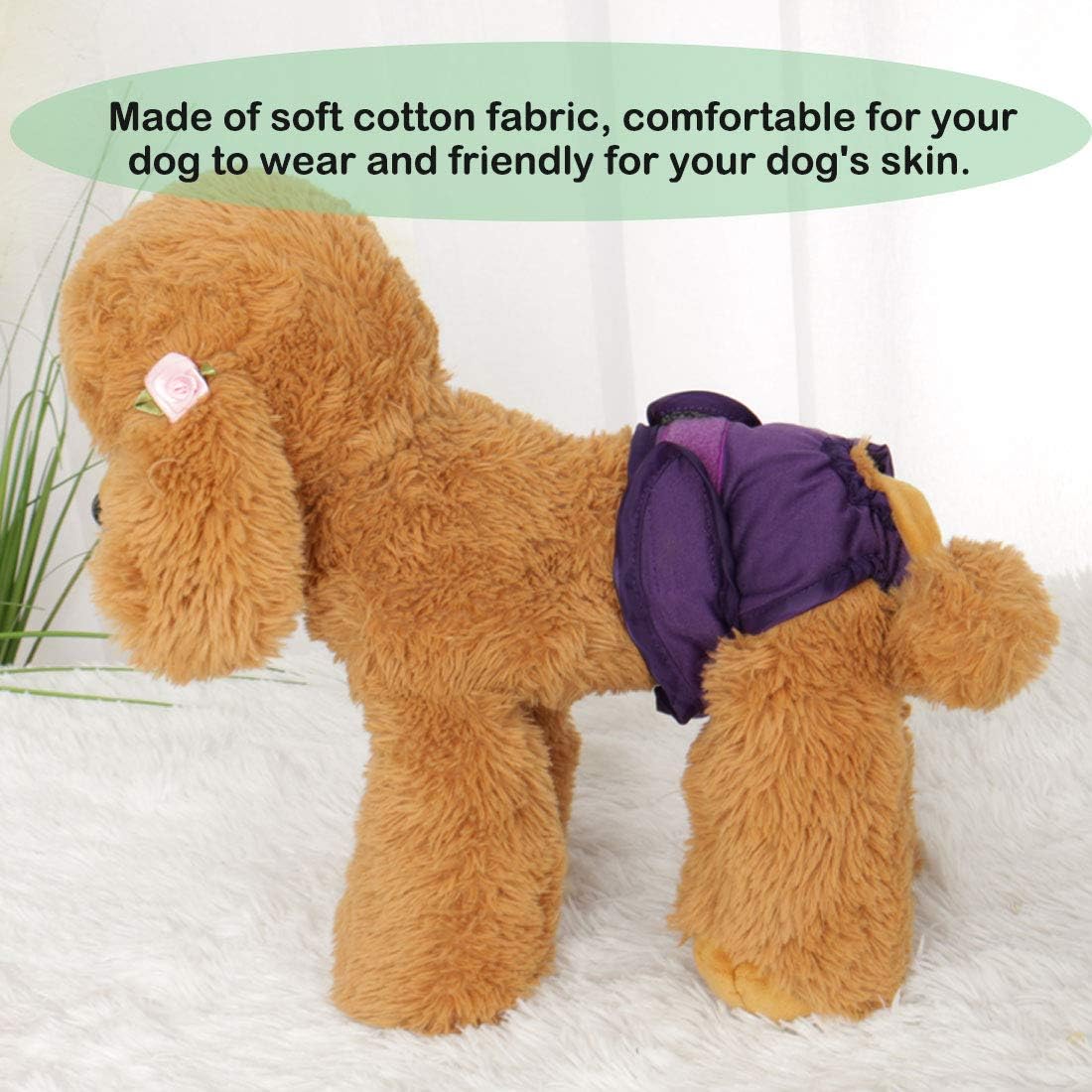 uxcell Female Dog Physical Pant Adjustable and Leak-Resistant Doggie Physical Panties Washable Reusable Doggy Panties Purple XL