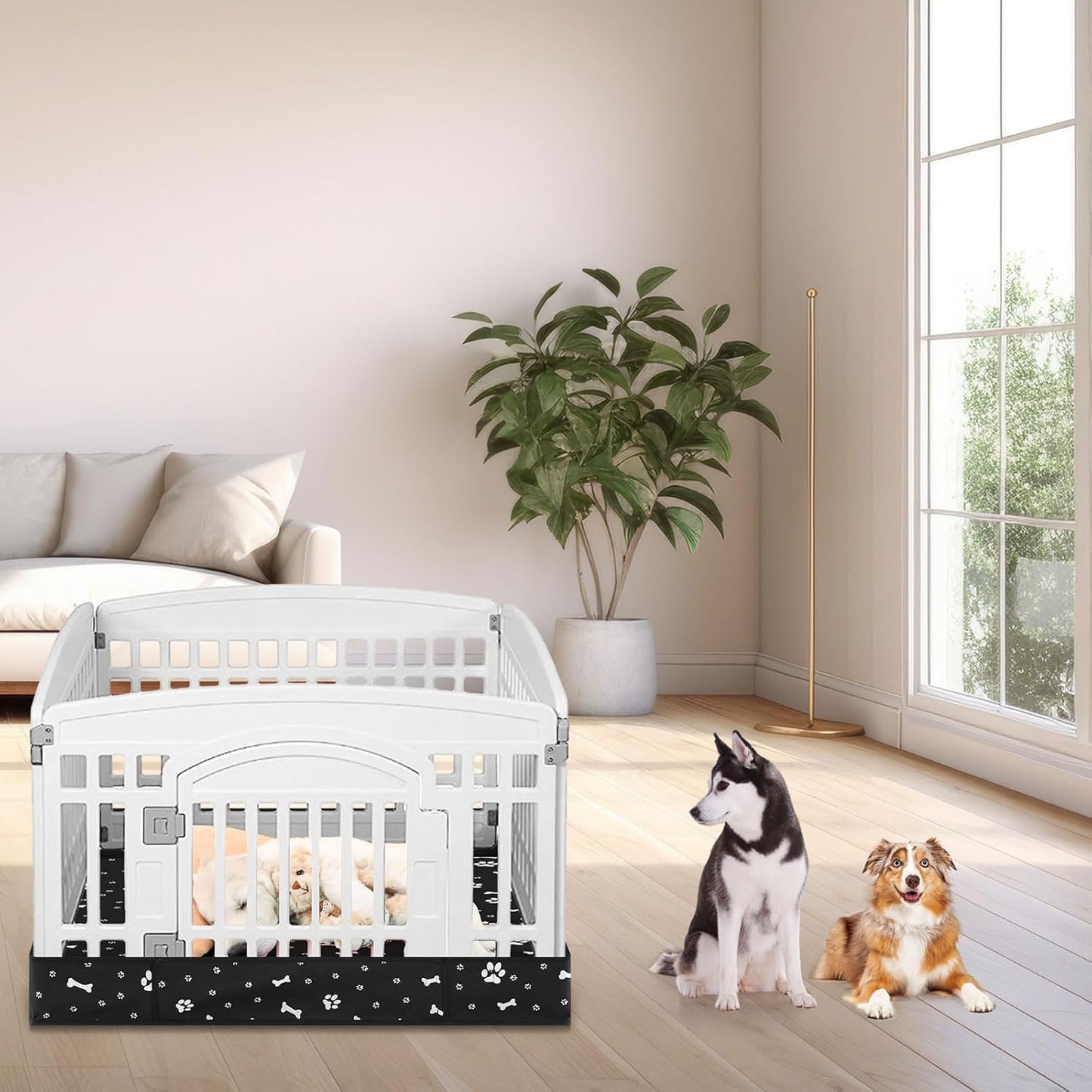 Marsui Dog Playpen Bottom Pad Fits for 36 Inch 4 Panels Pet Exercise Mat Puppy Crate Pad Reusable Washable Pet Training Pee Mat Hoop and Loop Design, Playpen Not Included