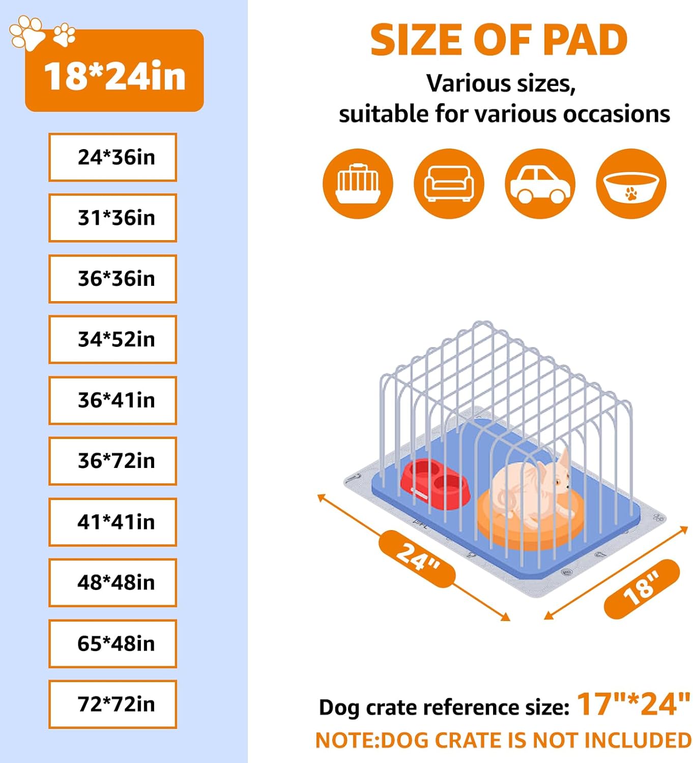 Washable Pee Pads for Dogs, 2Pack Reusable Puppy Pads, Absorbent Whelping Pads with Bone Print, Non-Slip Waterproof Pet Training Pads for Couch, Crate, Potty Training 18x24