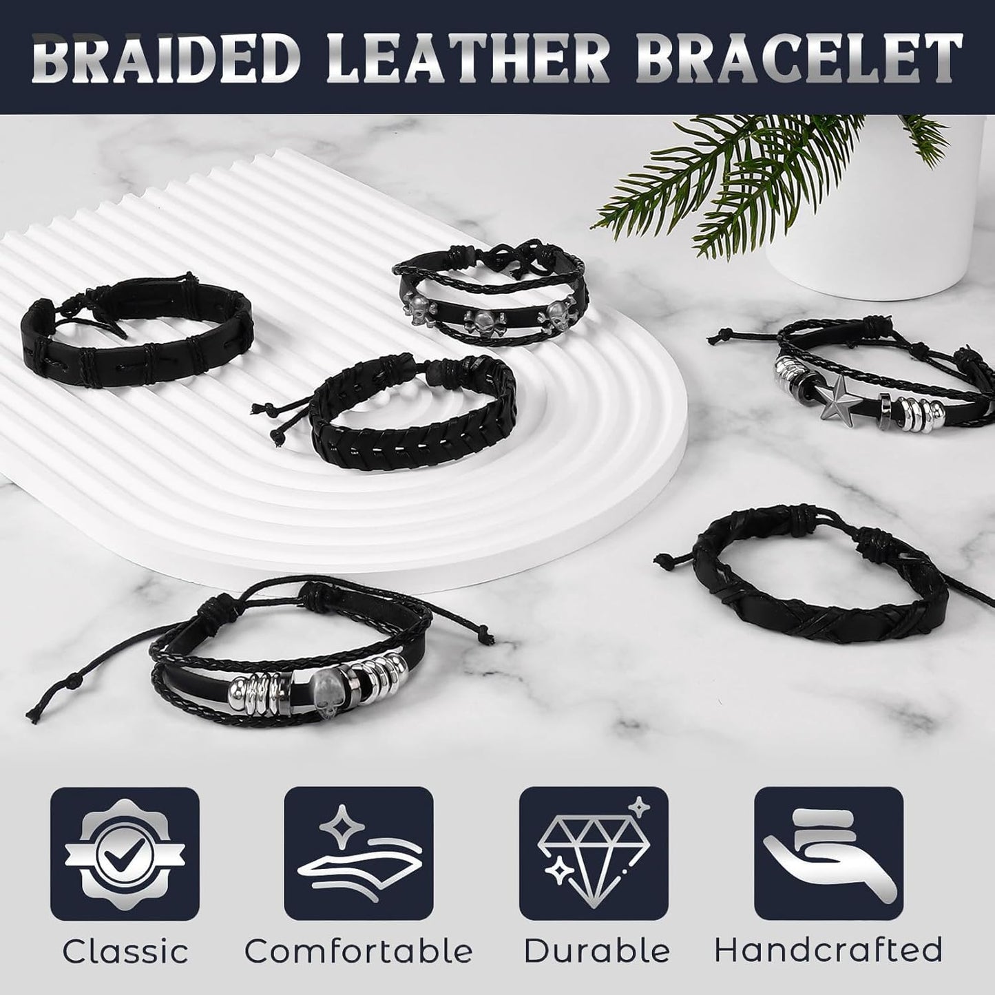 Punk Leather Rivets Bracelets Punk Rock Leather Studded Bracelets 80s Wristband Emo Gothic Spike Cuff Bracelet Set for Men Women Rocker Outfits Skull Bracelet